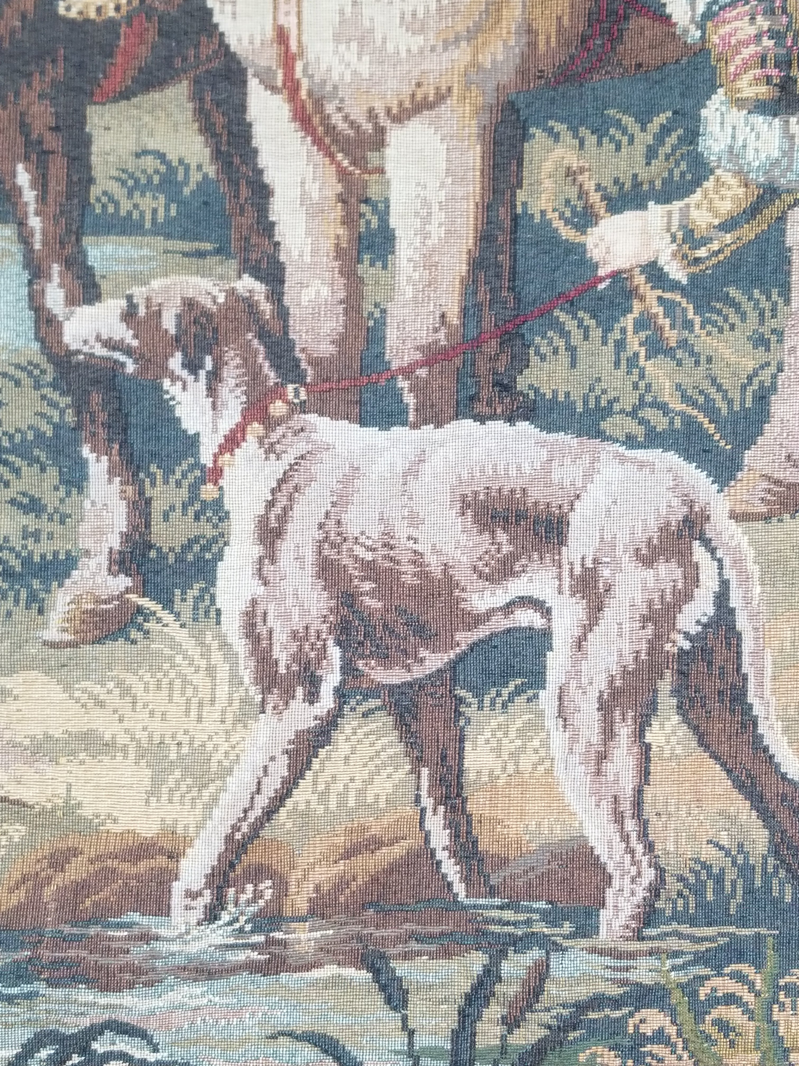 Vintage European Pictorial Hunting Scene Woven Wall Hanging Tapestry 200x108cm