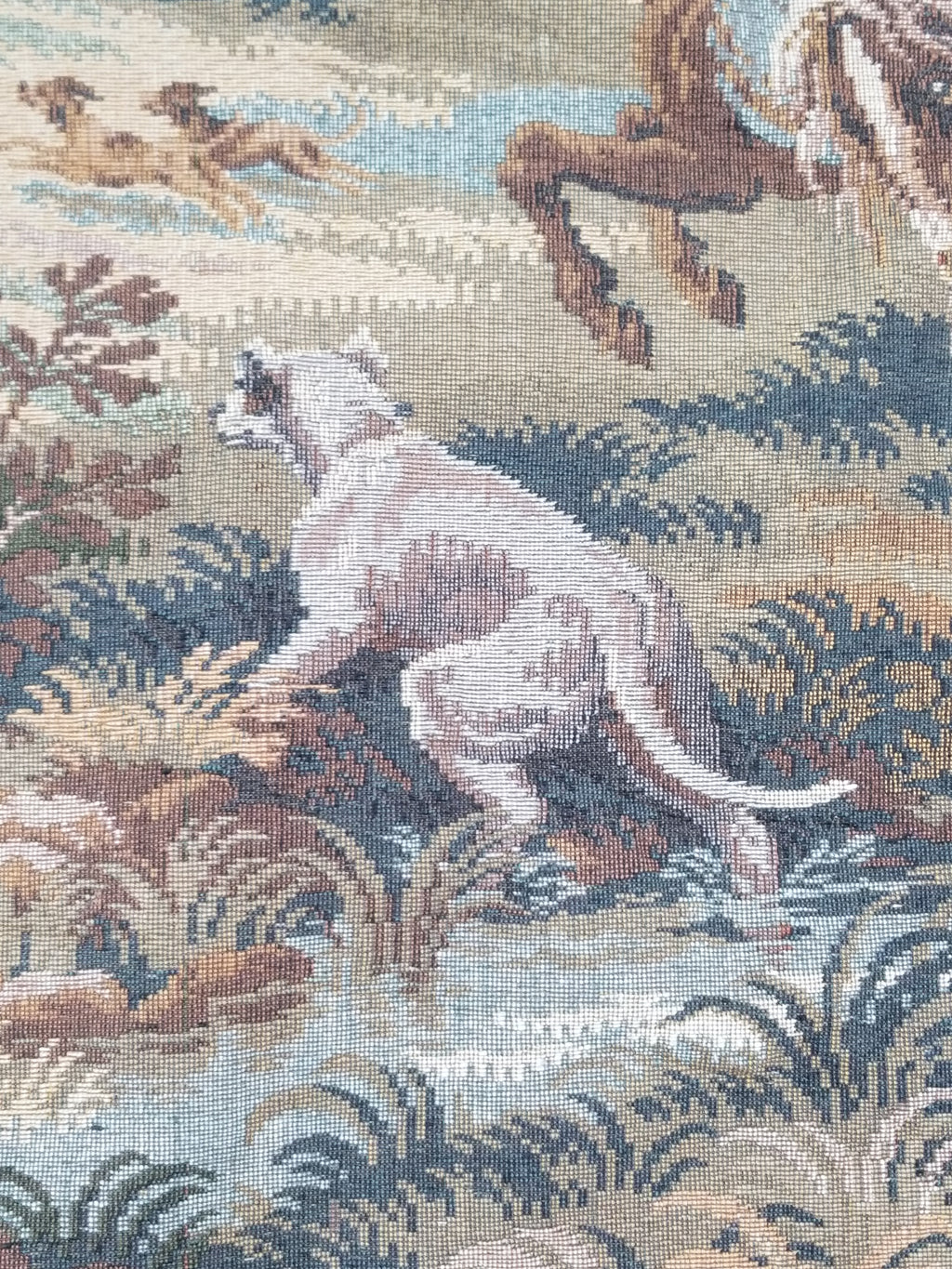 Vintage European Pictorial Hunting Scene Woven Wall Hanging Tapestry 200x108cm