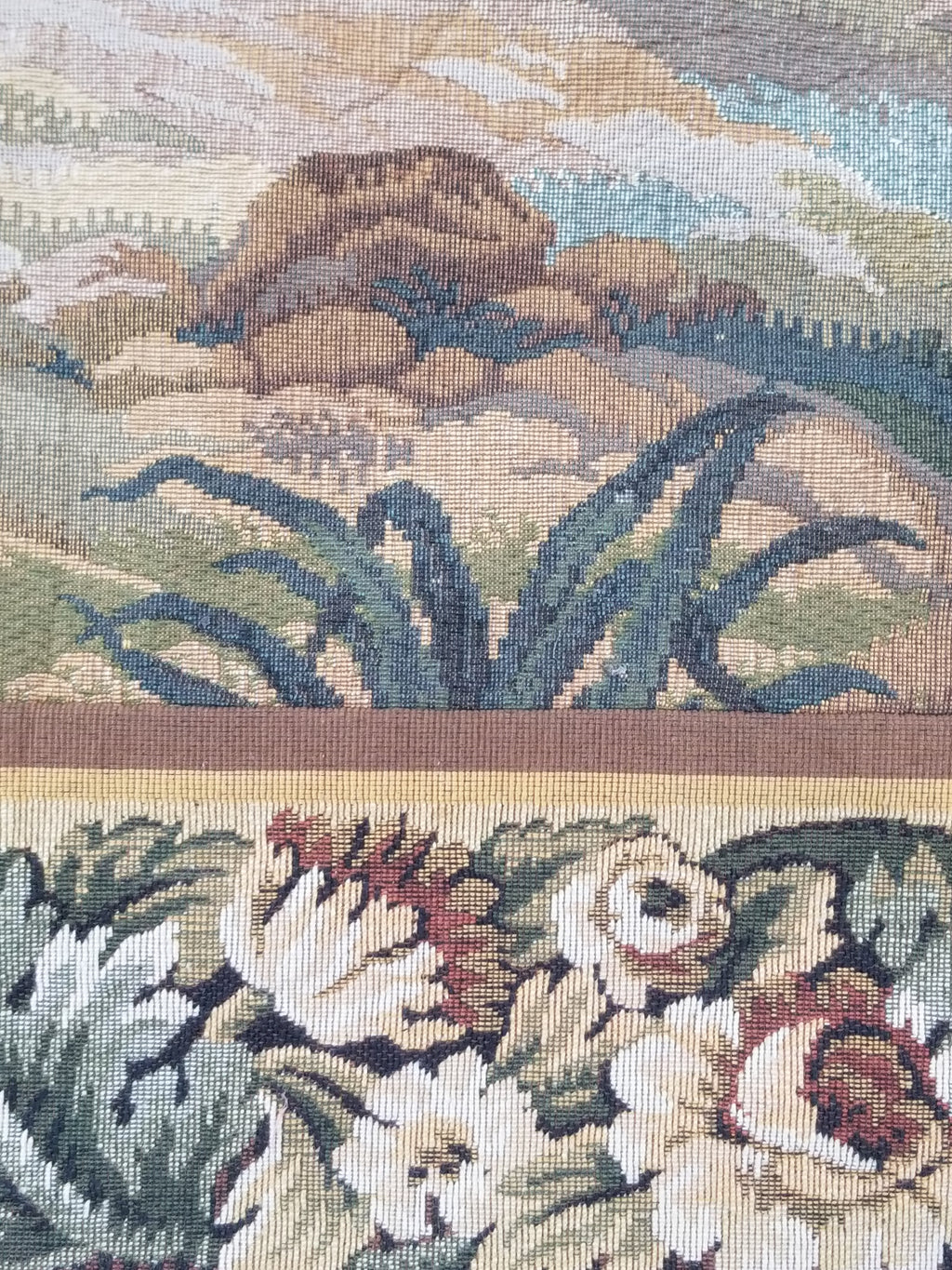 Vintage European Pictorial Hunting Scene Woven Wall Hanging Tapestry 200x108cm
