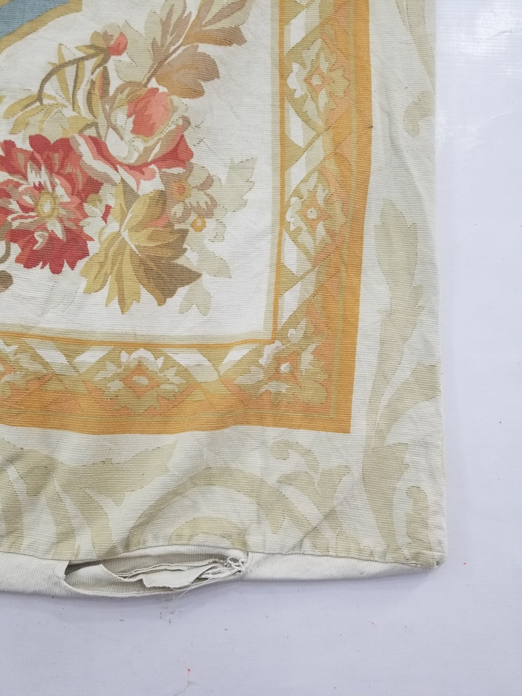 Vintage French Rose Bouquet Woven Bedspread Coverlet 205x200cm