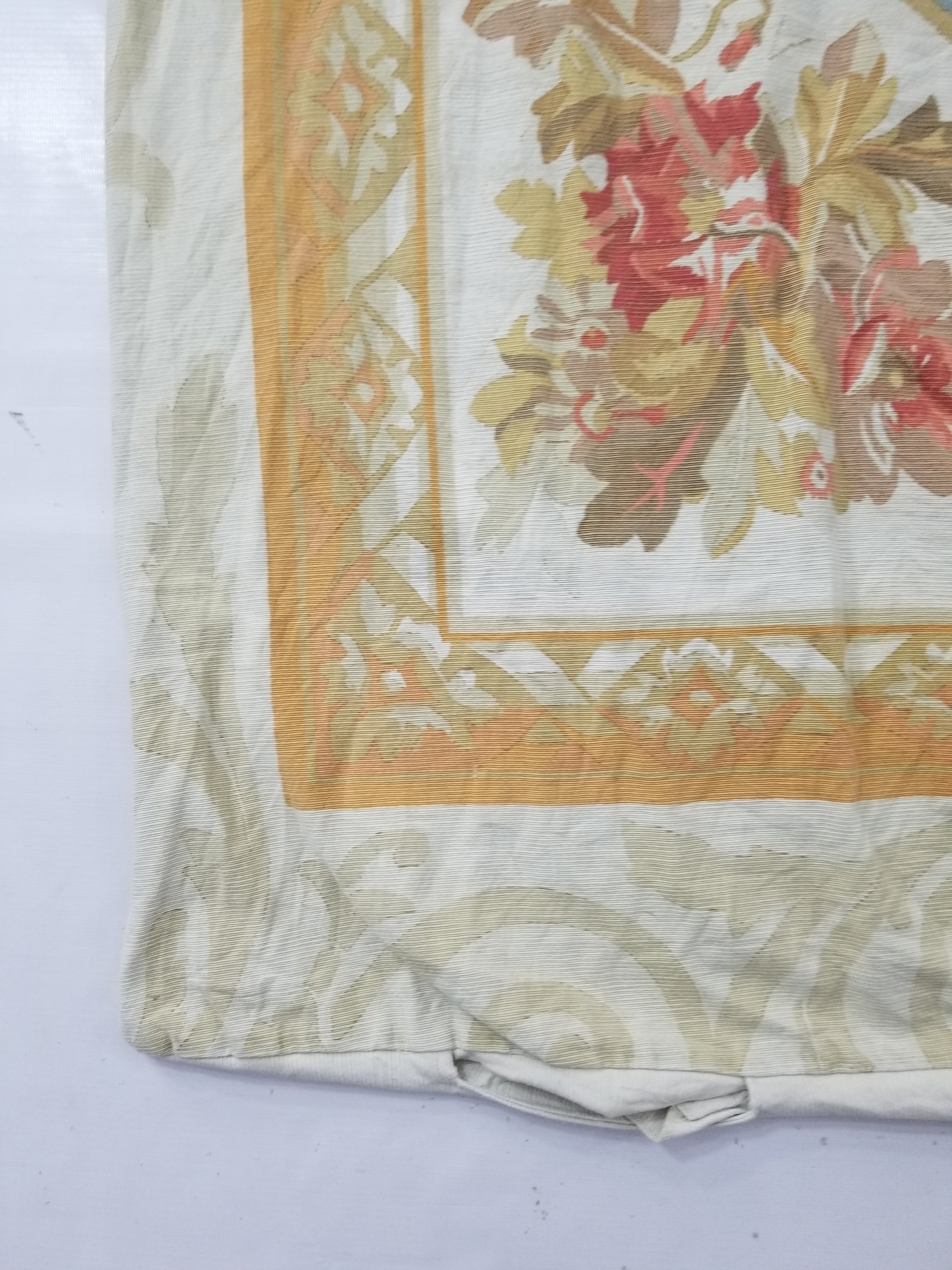 Vintage French Rose Bouquet Woven Bedspread Coverlet 205x200cm