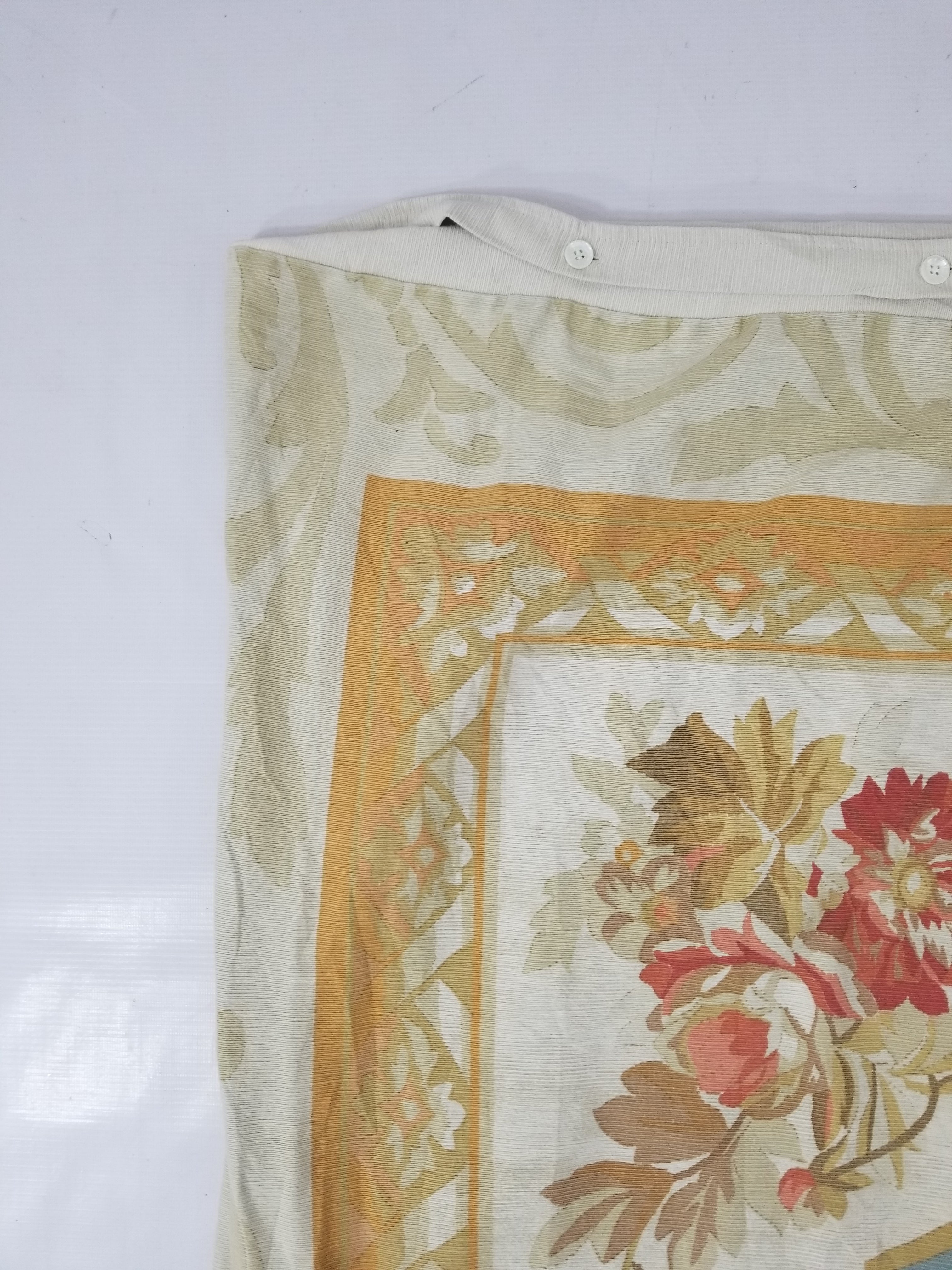 Vintage French Rose Bouquet Woven Bedspread Coverlet 205x200cm