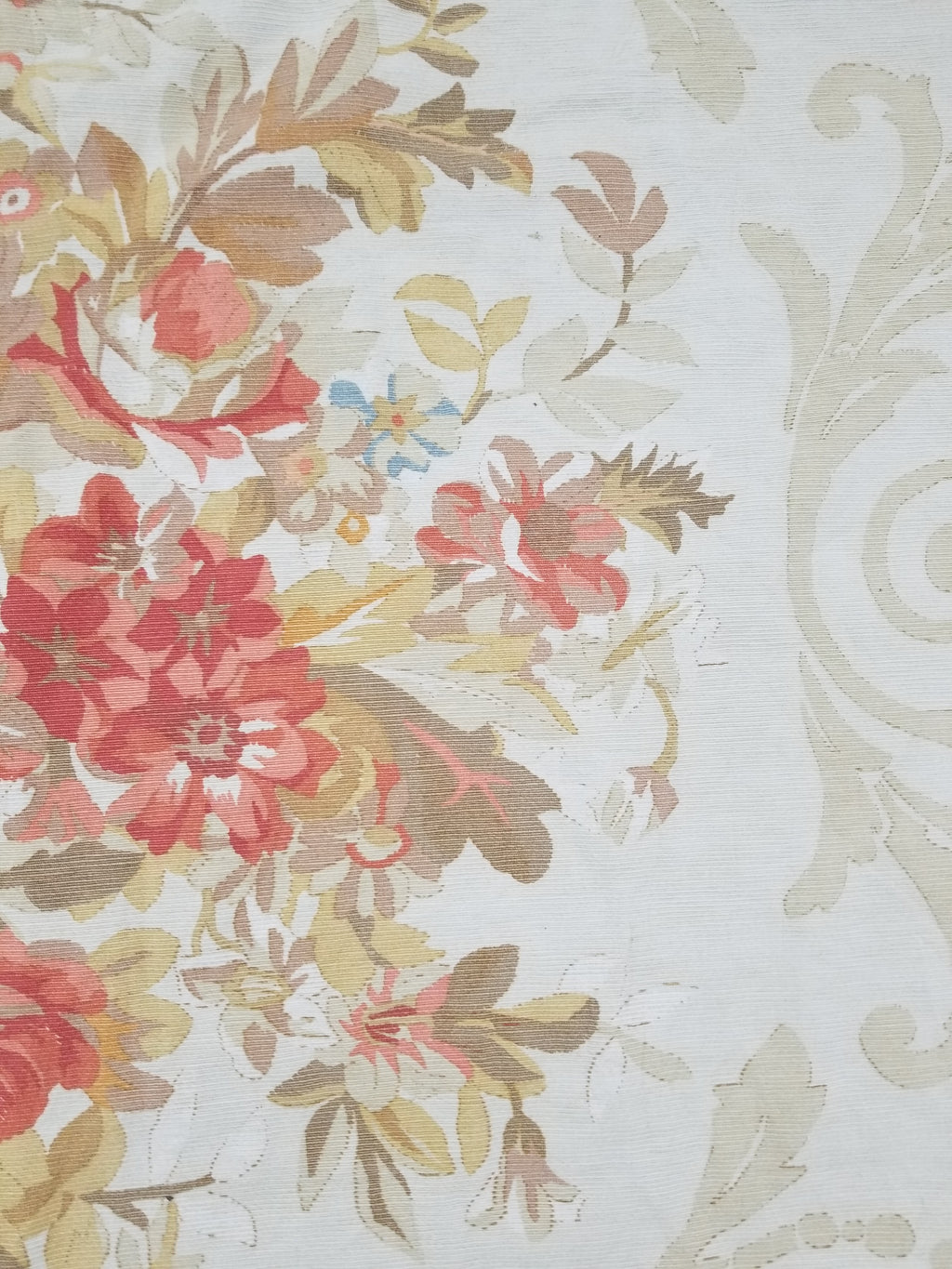 Vintage French Rose Bouquet Woven Bedspread Coverlet 205x200cm