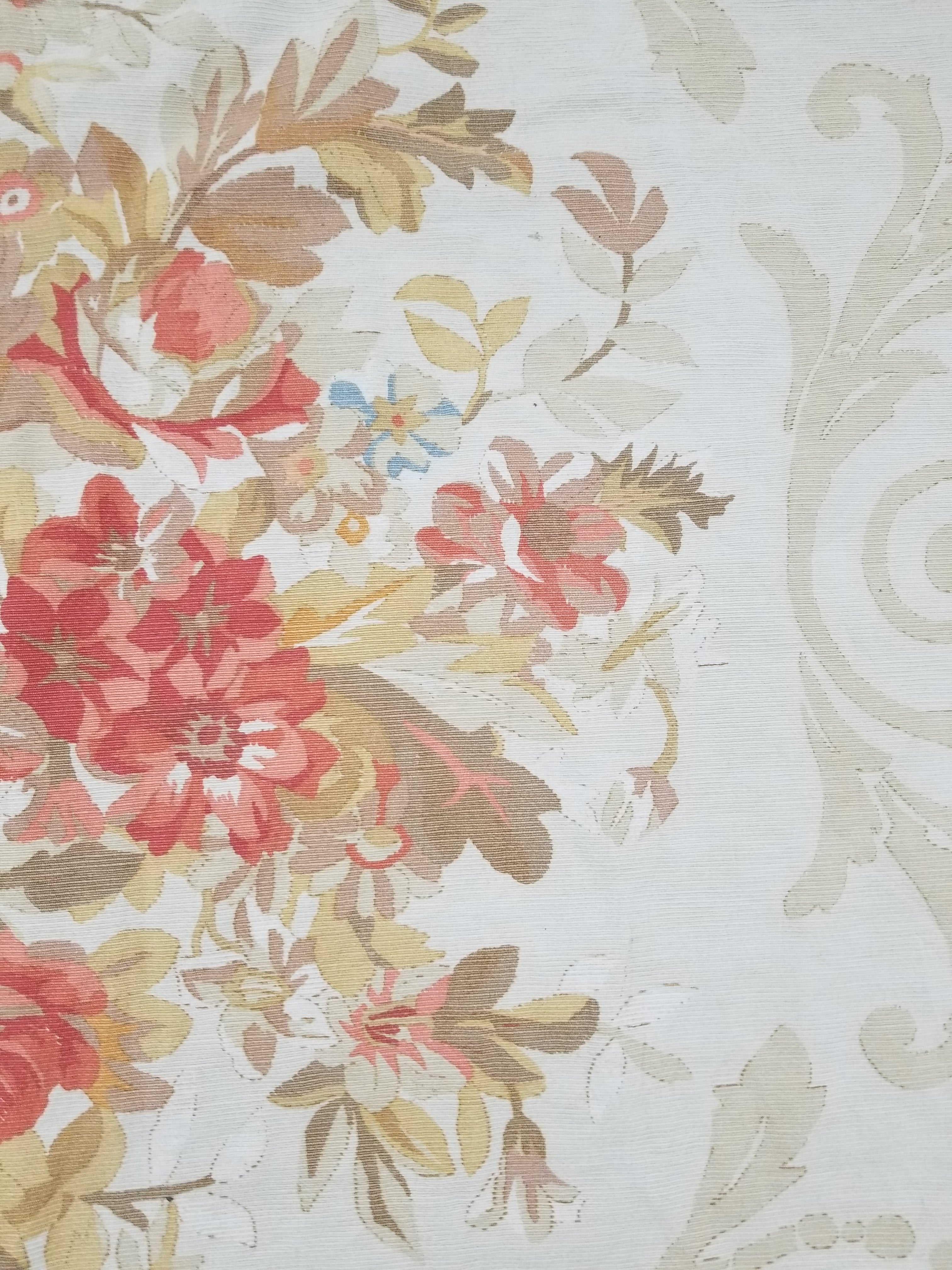 Vintage French Rose Bouquet Woven Bedspread Coverlet 205x200cm