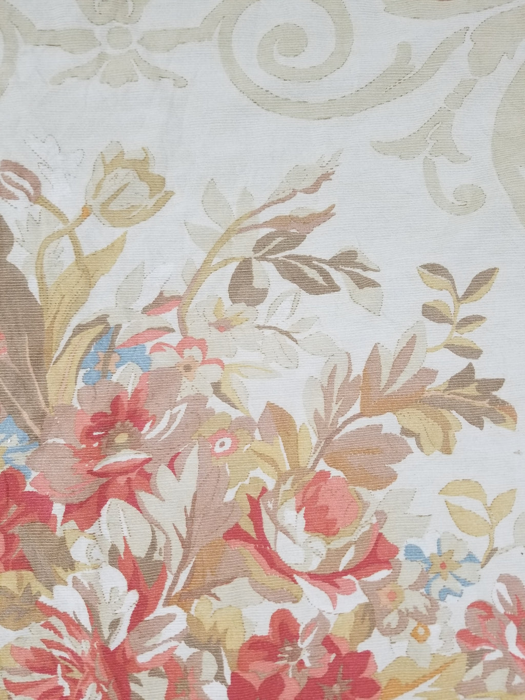 Vintage French Rose Bouquet Woven Bedspread Coverlet 205x200cm
