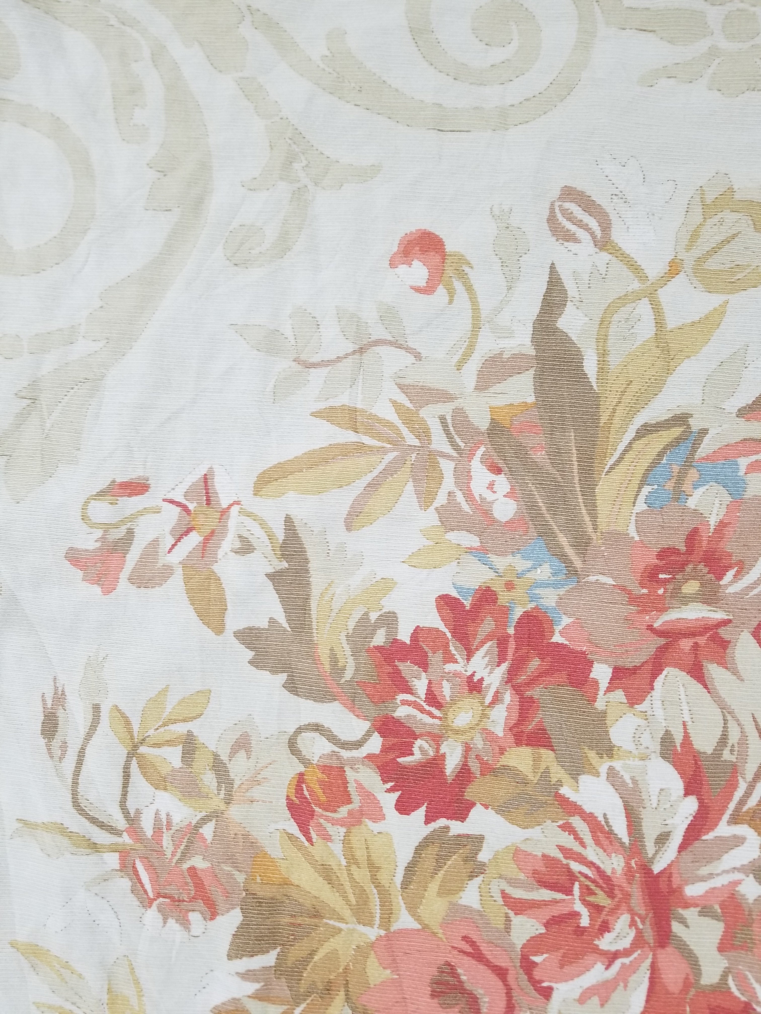 Vintage French Rose Bouquet Woven Bedspread Coverlet 205x200cm