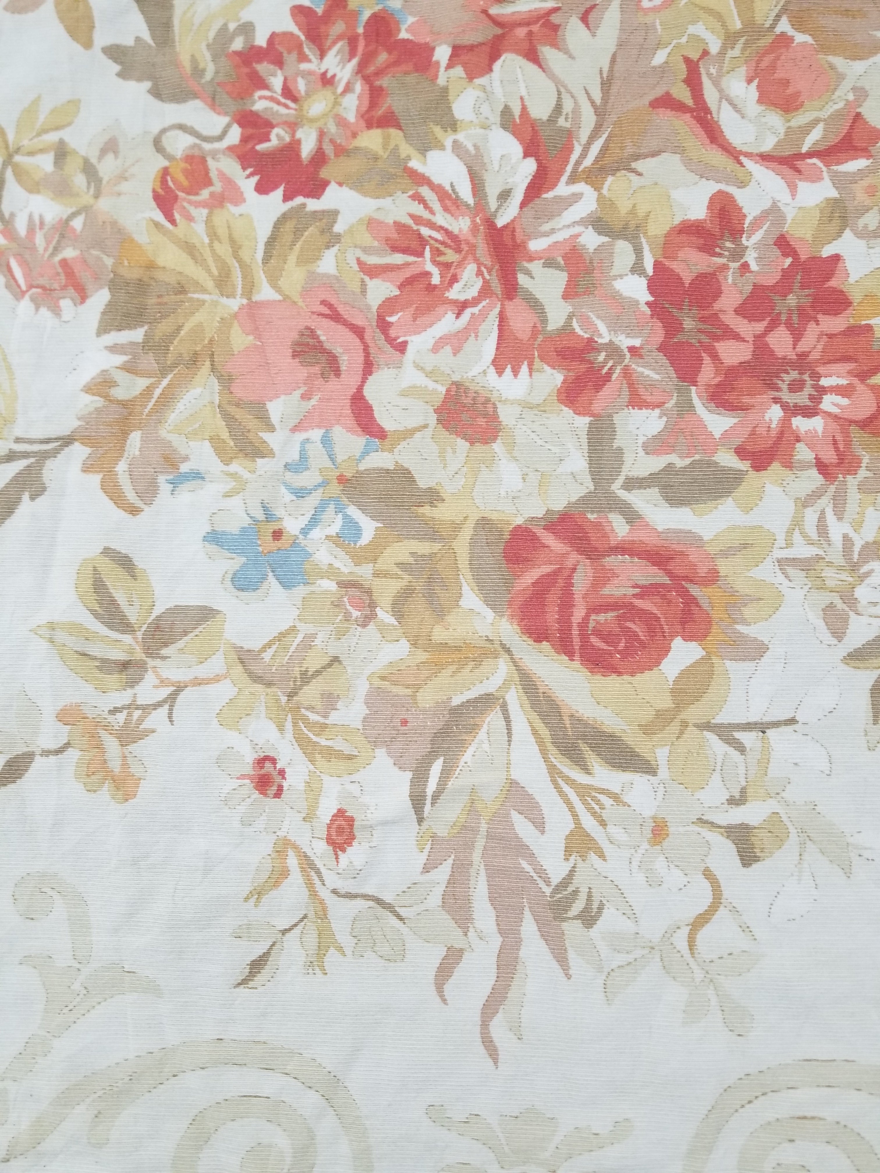 Vintage French Rose Bouquet Woven Bedspread Coverlet 205x200cm
