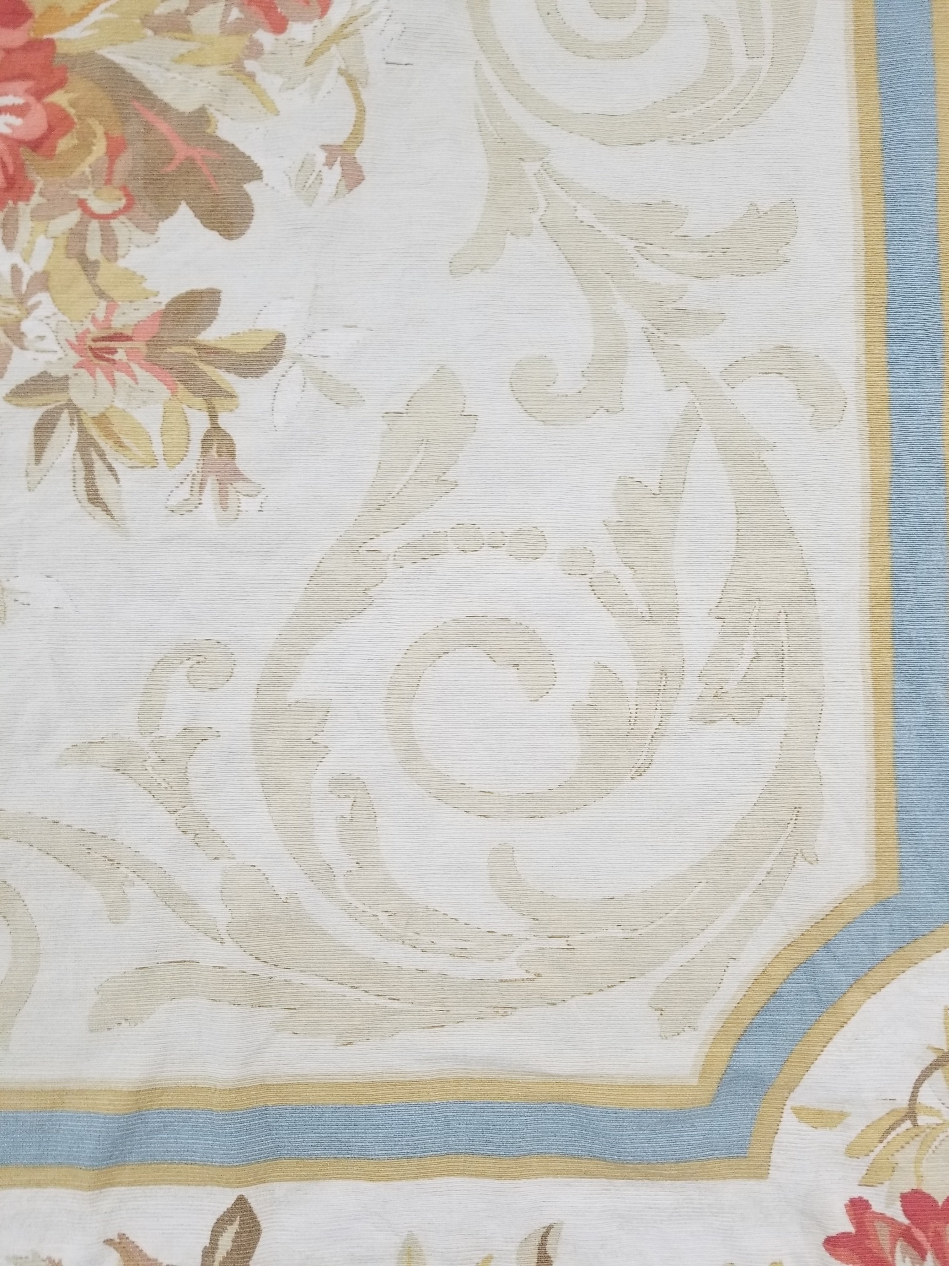 Vintage French Rose Bouquet Woven Bedspread Coverlet 205x200cm