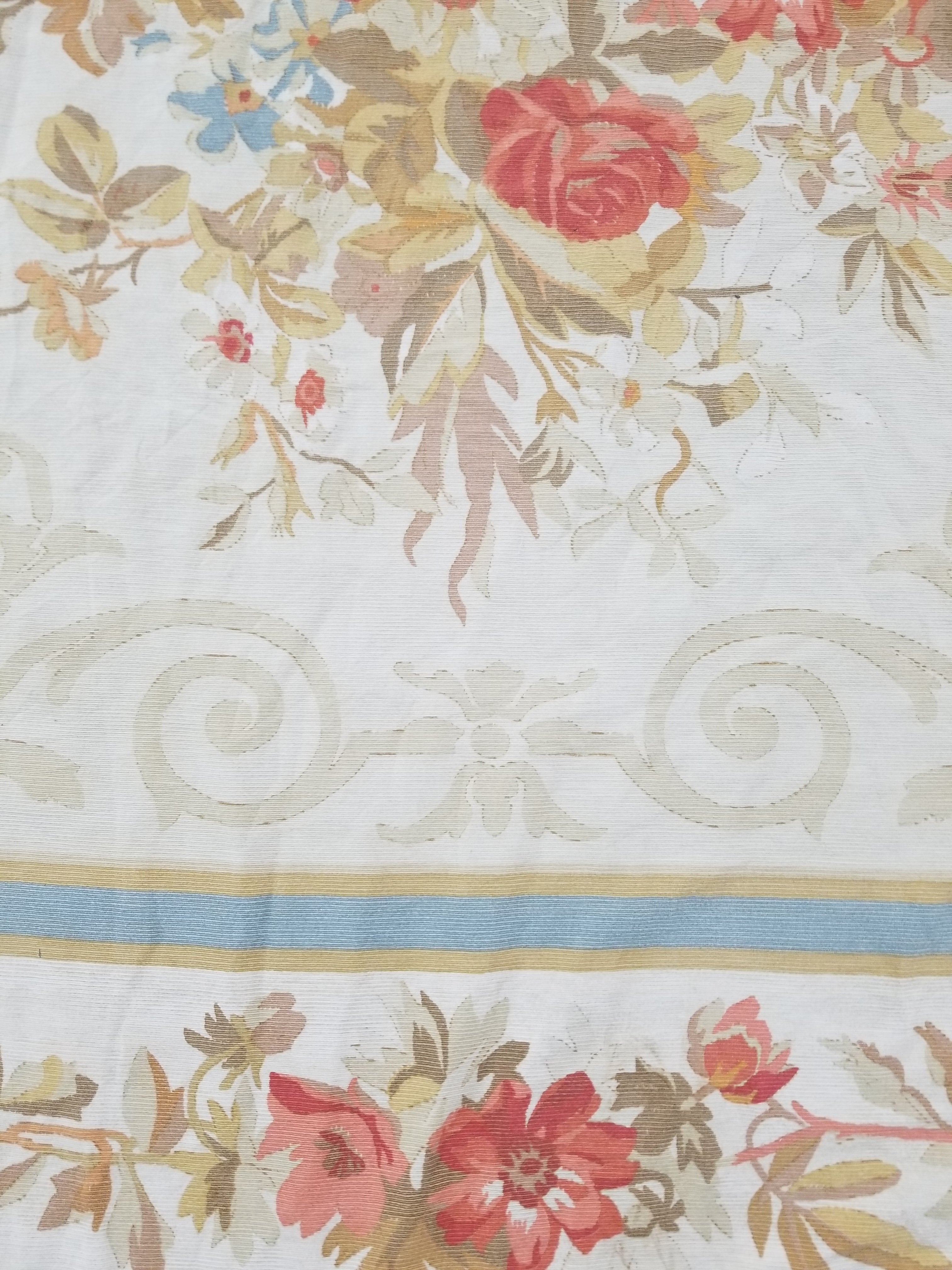Vintage French Rose Bouquet Woven Bedspread Coverlet 205x200cm