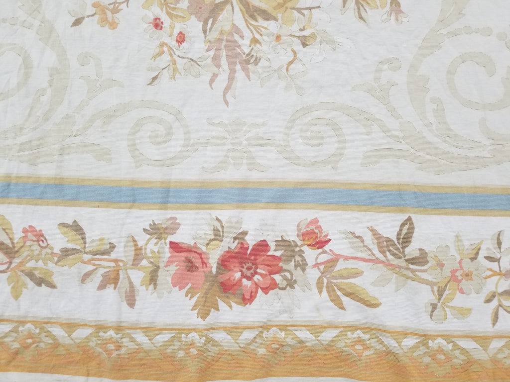 Vintage French Rose Bouquet Woven Bedspread Coverlet 205x200cm