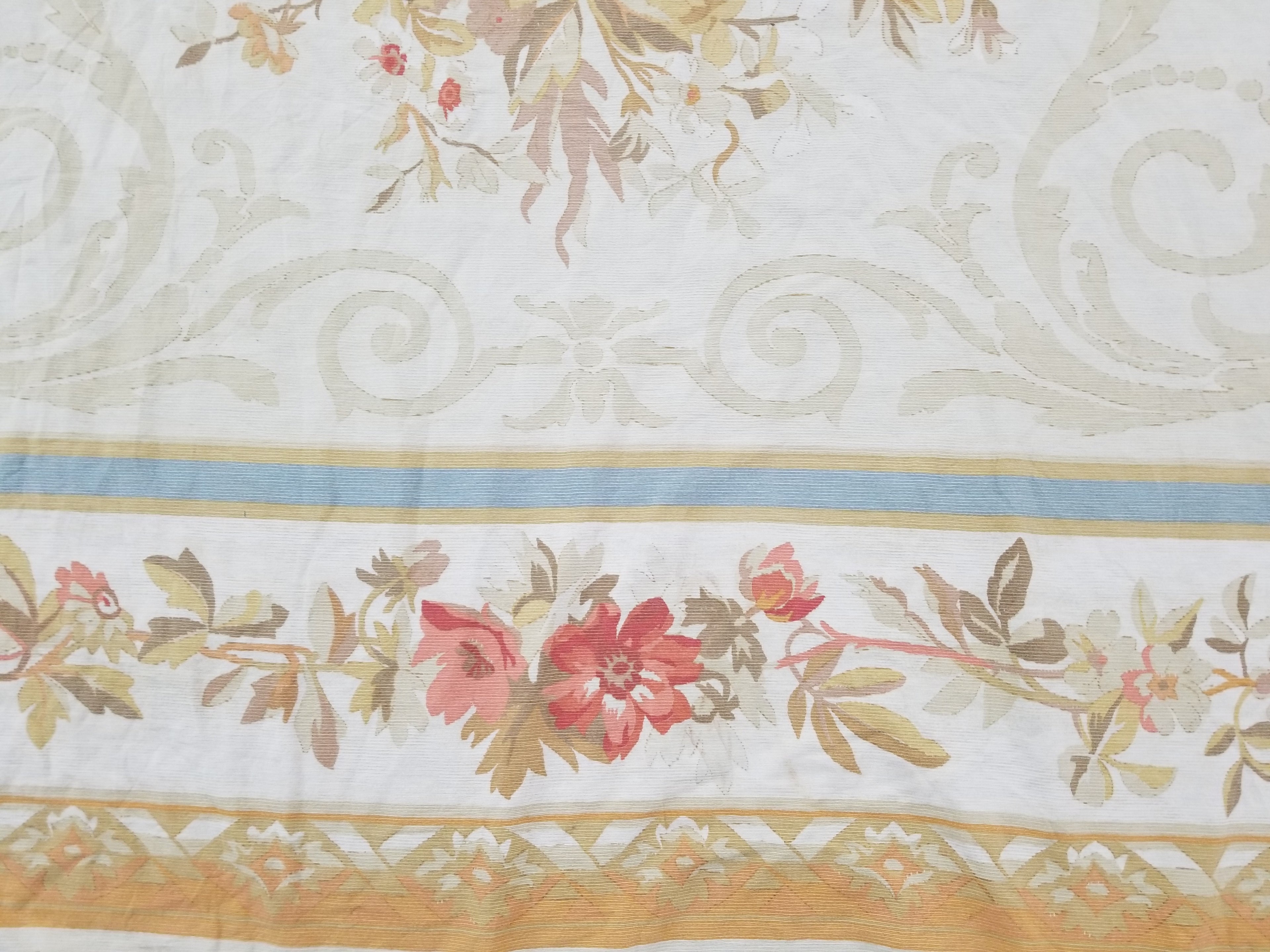 Vintage French Rose Bouquet Woven Bedspread Coverlet 205x200cm