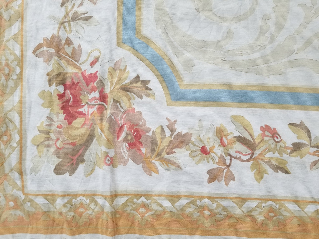 Vintage French Rose Bouquet Woven Bedspread Coverlet 205x200cm