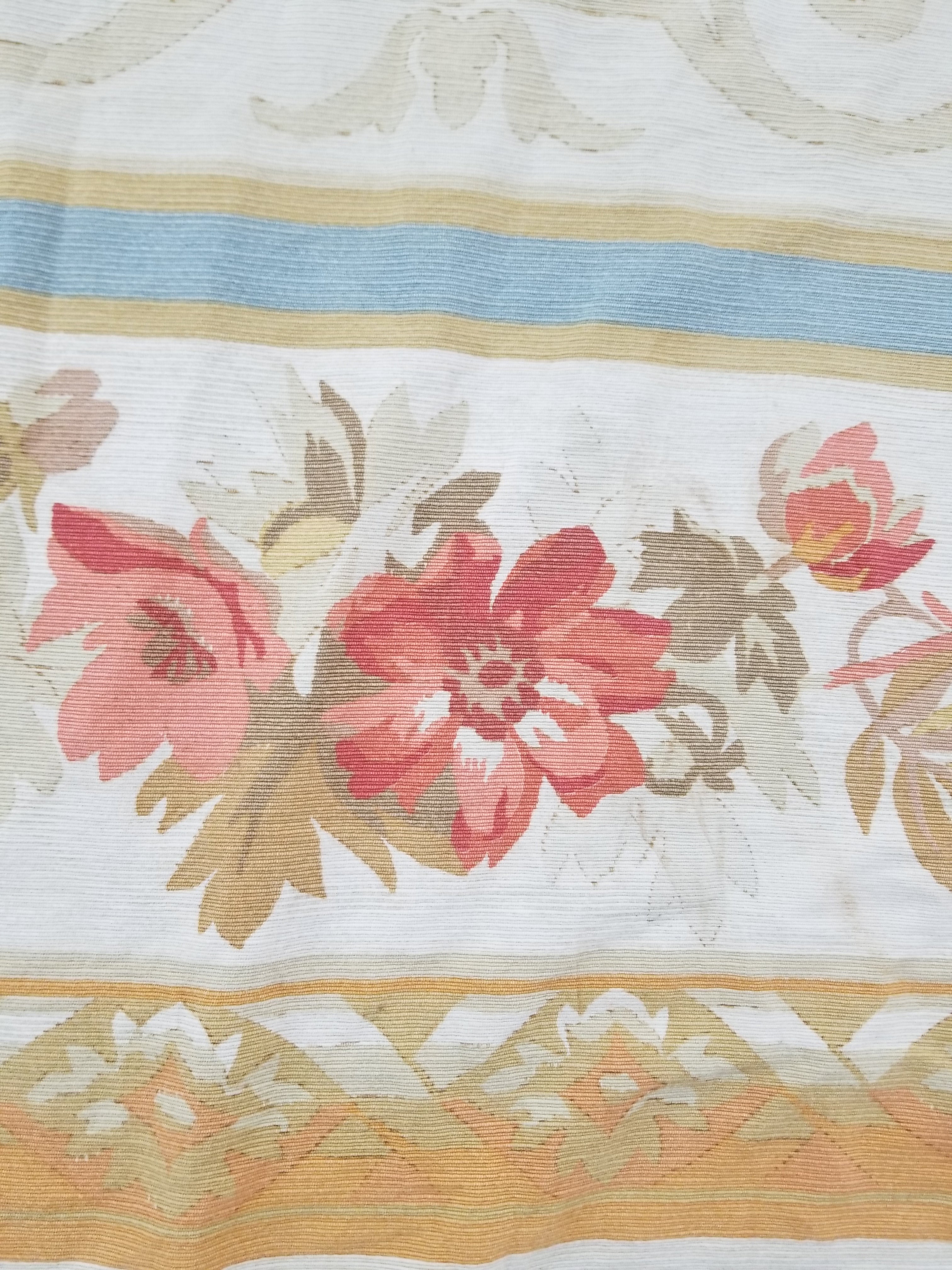 Vintage French Rose Bouquet Woven Bedspread Coverlet 205x200cm