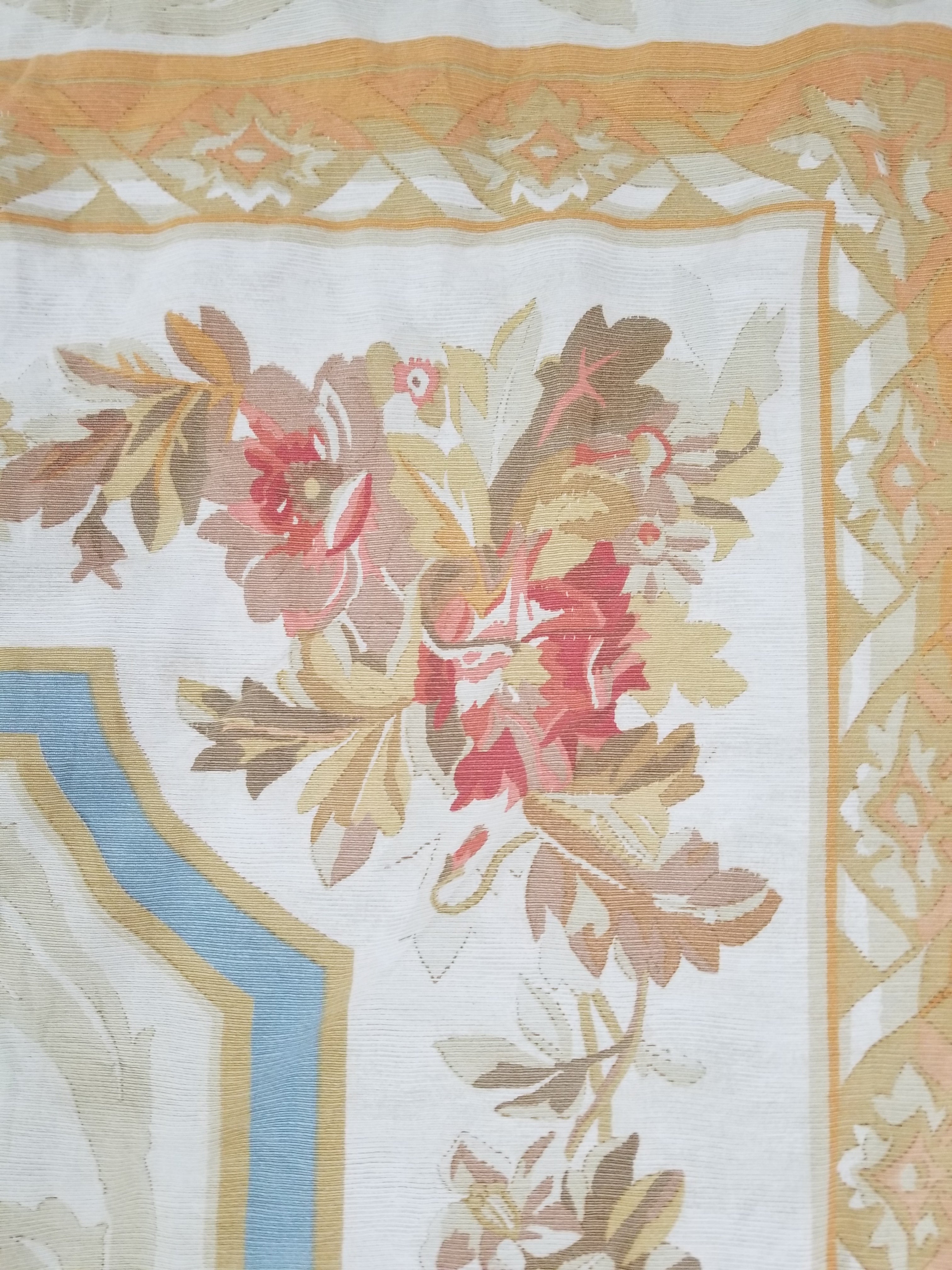 Vintage French Rose Bouquet Woven Bedspread Coverlet 205x200cm