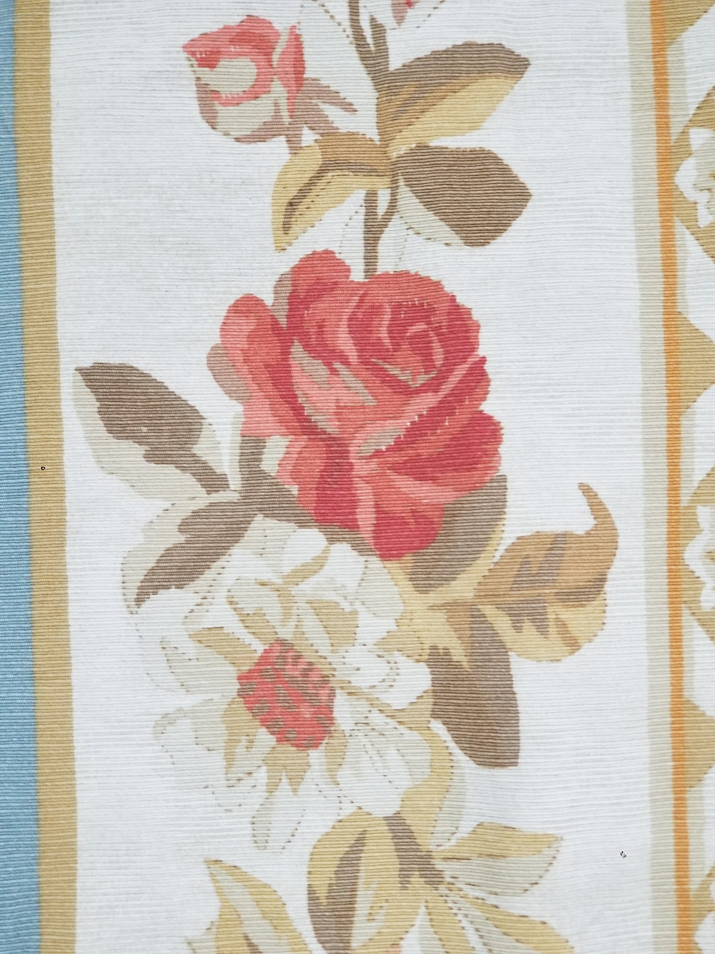 Vintage French Rose Bouquet Woven Bedspread Coverlet 205x200cm