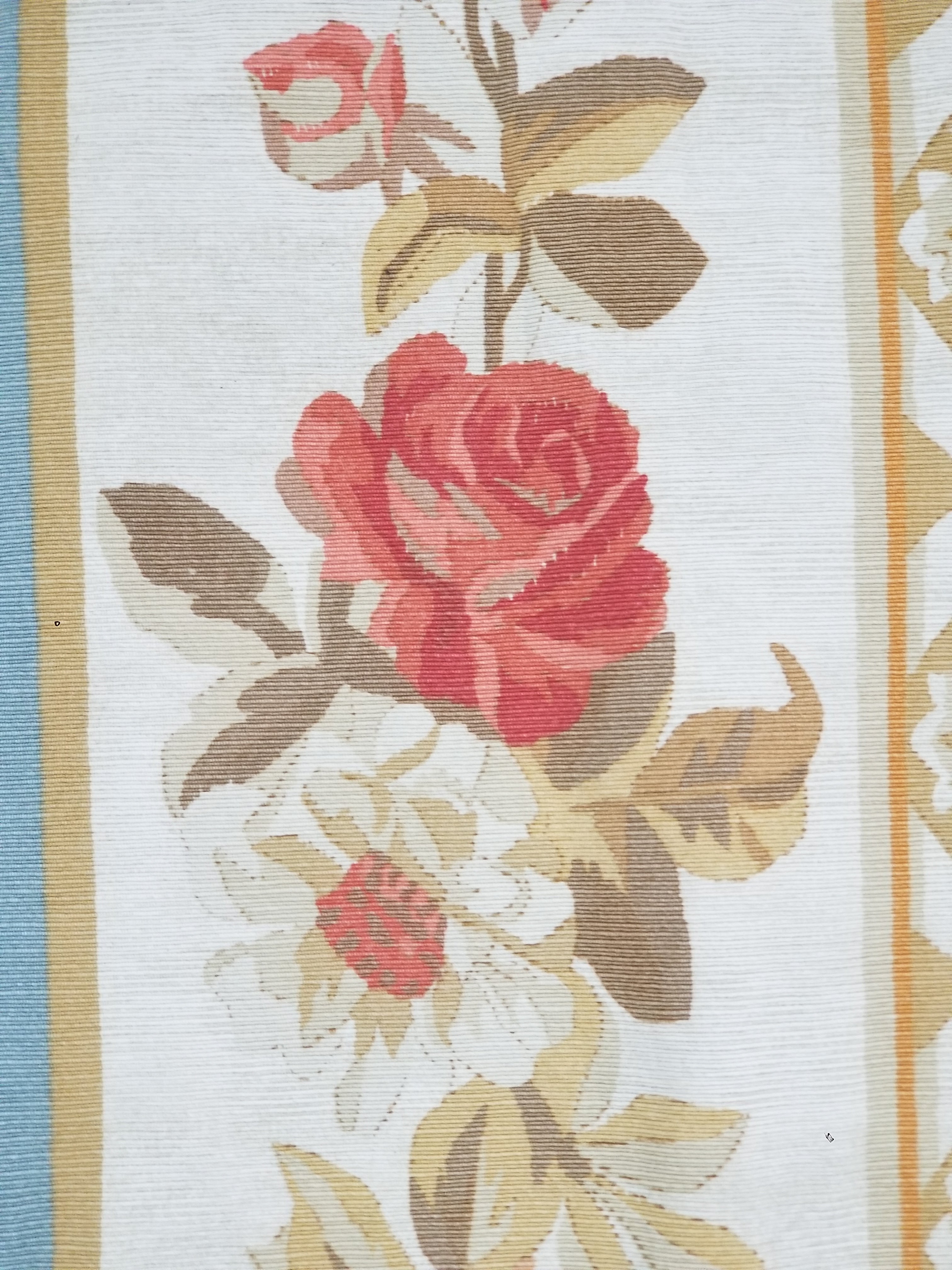 Vintage French Rose Bouquet Woven Bedspread Coverlet 205x200cm