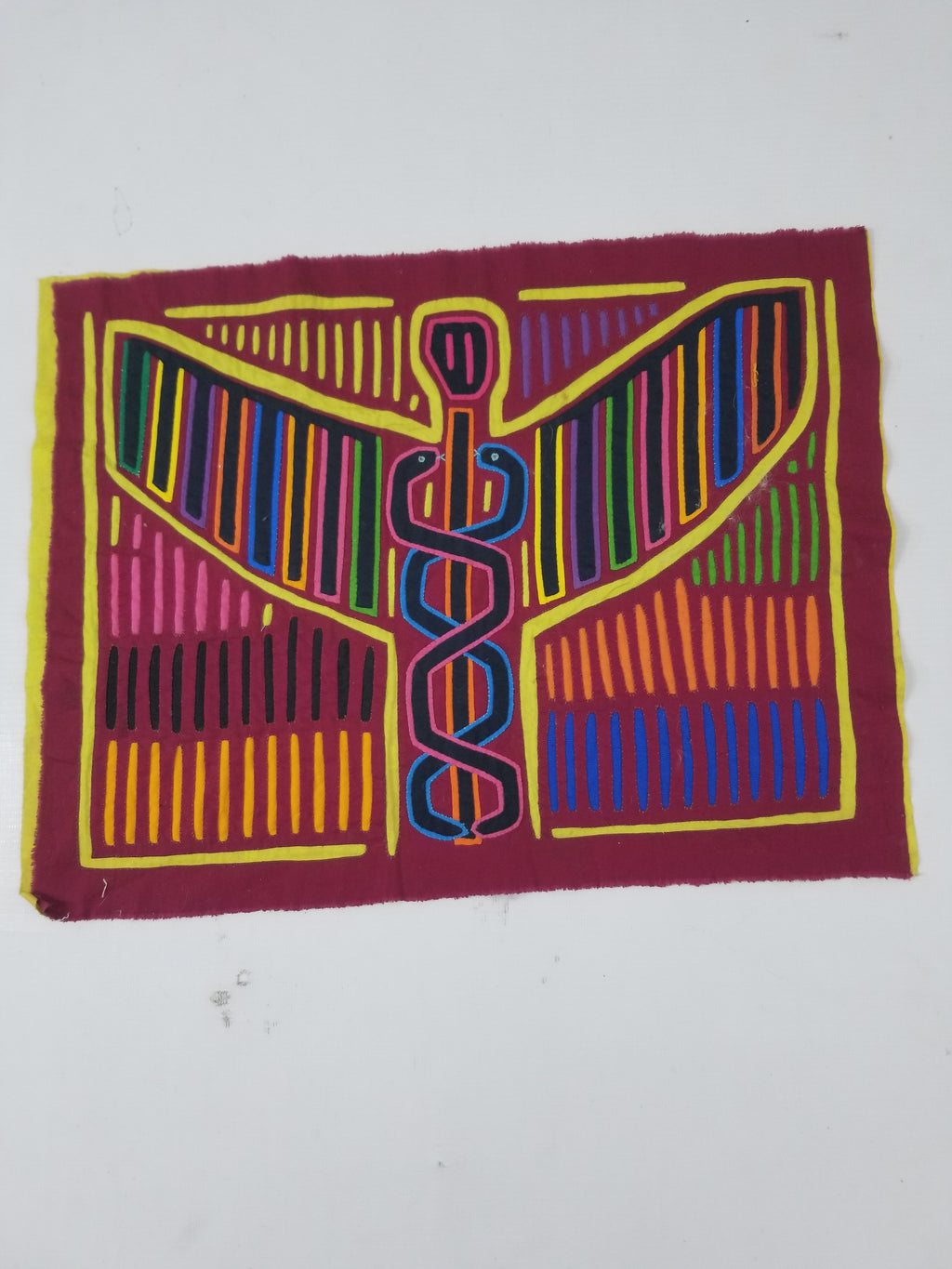 Vintage Traditional Kuna Mola Applique Work Folk Art Panel 45x34cm