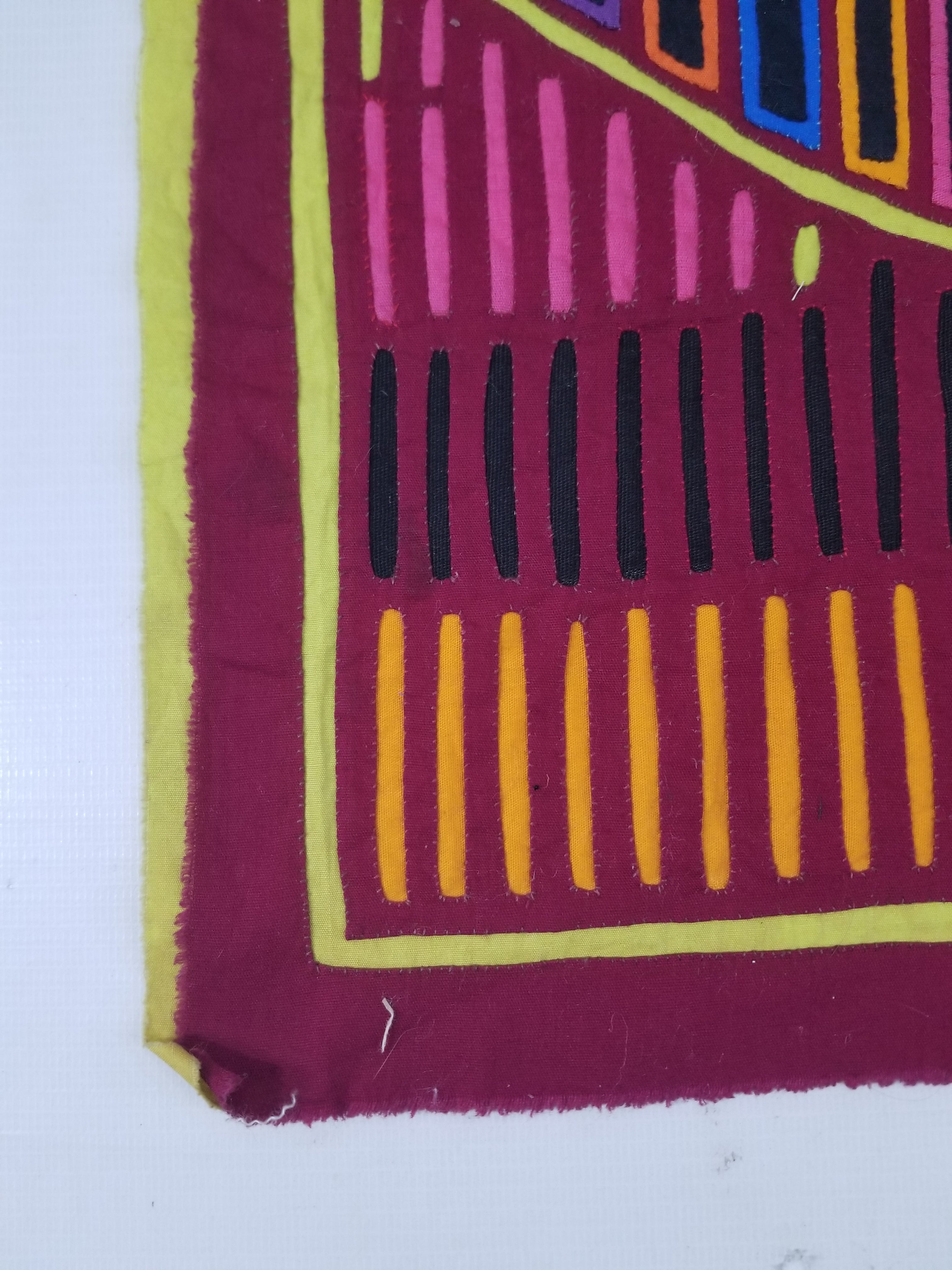 Vintage Traditional Kuna Mola Applique Work Folk Art Panel 45x34cm