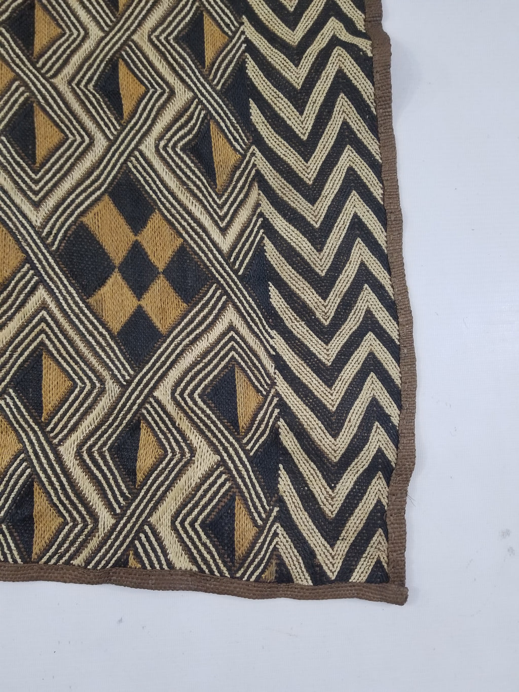 Vintage African Handwoven Kuba Cloth Raffia Textile Panel 145x65cm