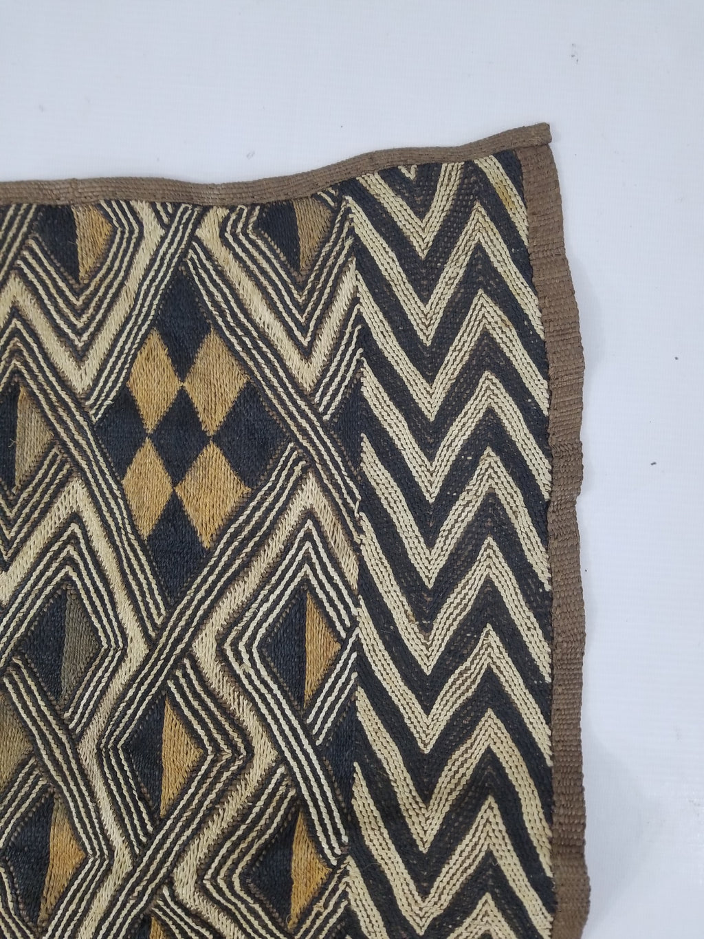 Vintage African Handwoven Kuba Cloth Raffia Textile Panel 145x65cm