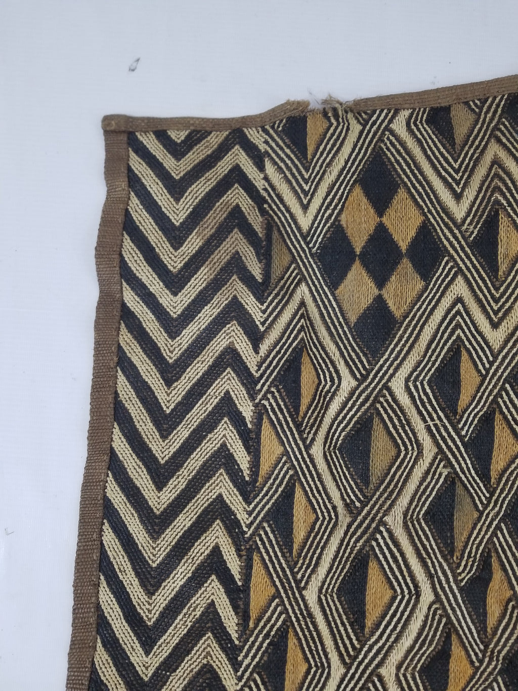 Vintage African Handwoven Kuba Cloth Raffia Textile Panel 145x65cm