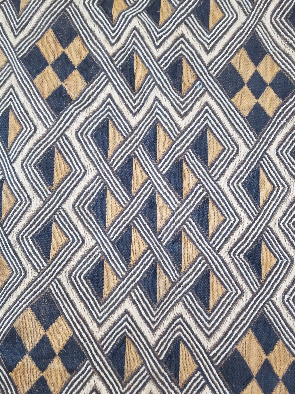 Vintage African Handwoven Kuba Cloth Raffia Textile Panel 145x65cm