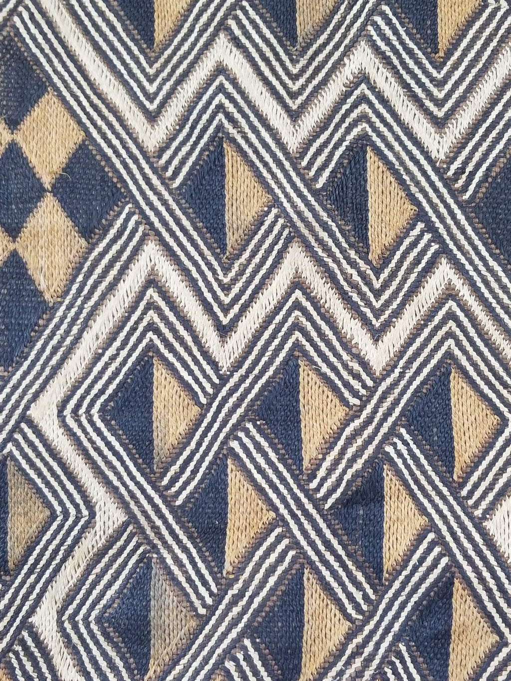 Vintage African Handwoven Kuba Cloth Raffia Textile Panel 145x65cm