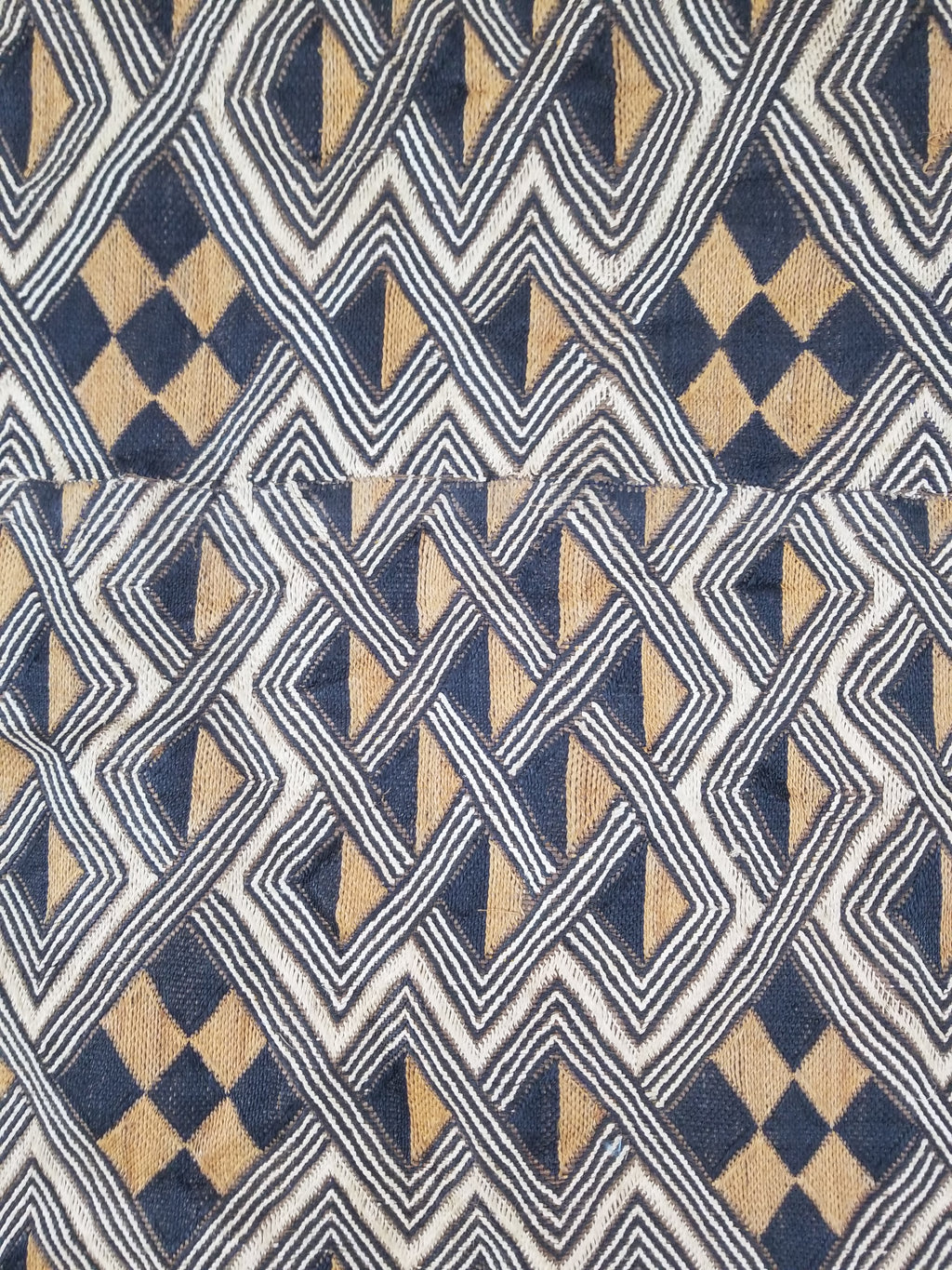 Vintage African Handwoven Kuba Cloth Raffia Textile Panel 145x65cm