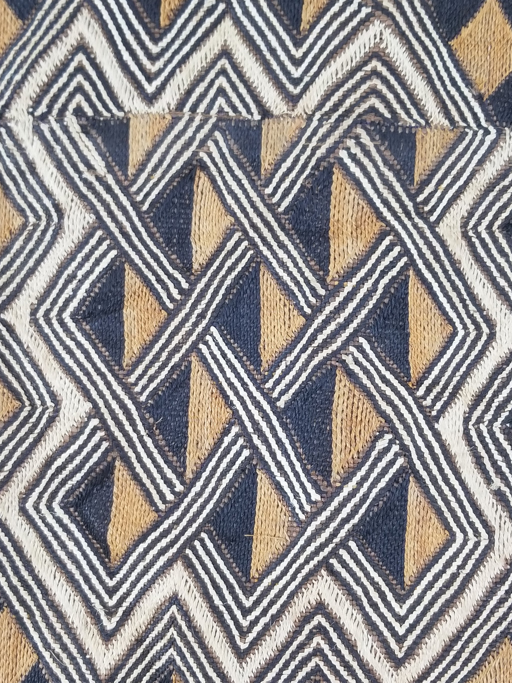 Vintage African Handwoven Kuba Cloth Raffia Textile Panel 145x65cm