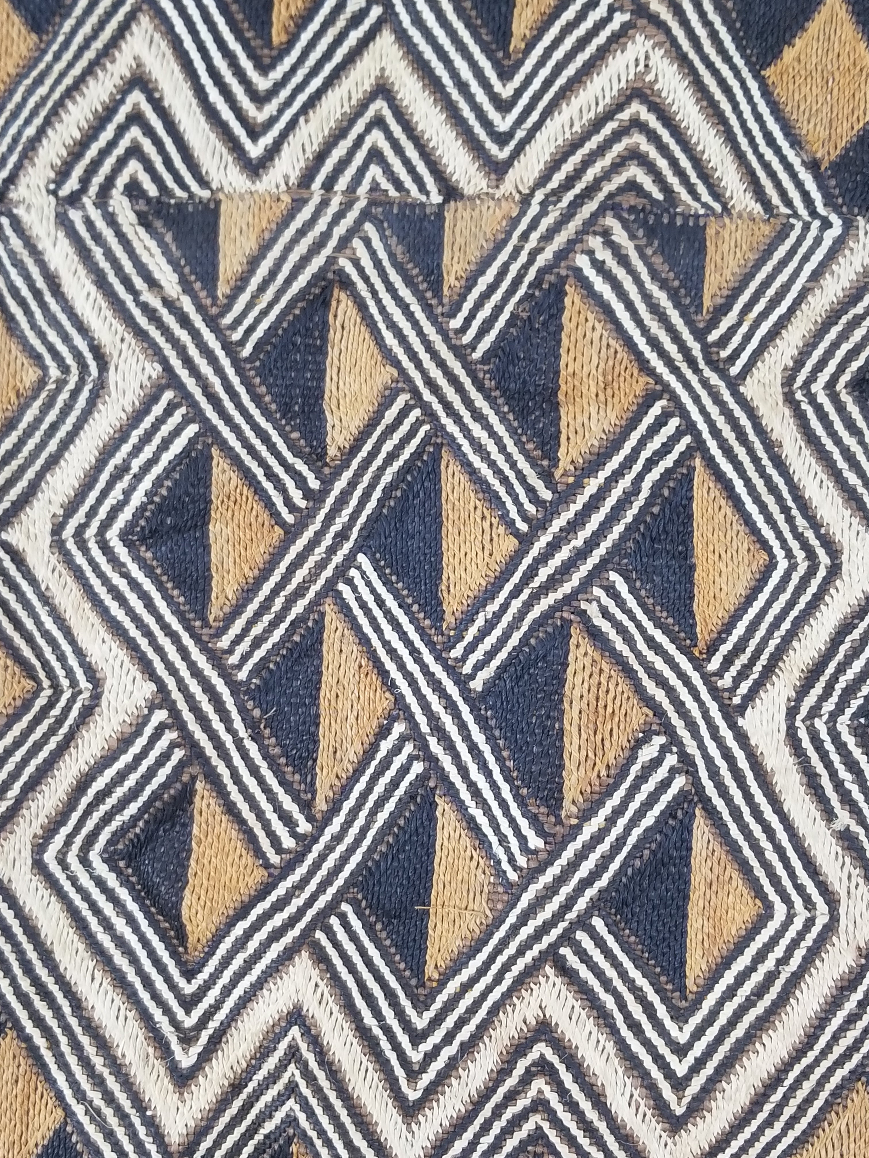 Vintage African Handwoven Kuba Cloth Raffia Textile Panel 145x65cm