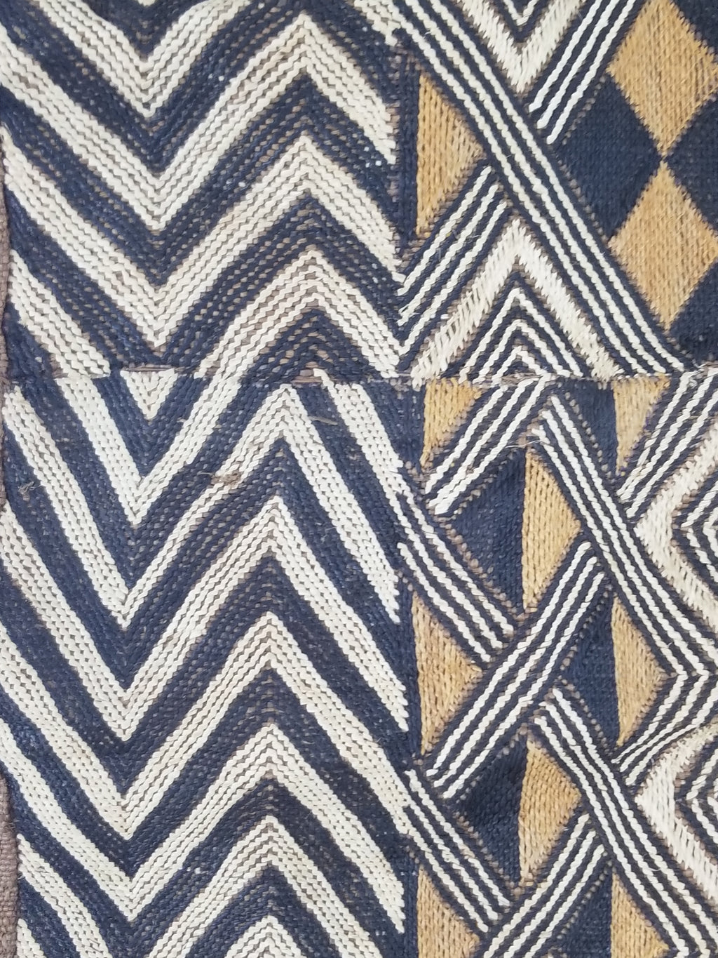 Vintage African Handwoven Kuba Cloth Raffia Textile Panel 145x65cm