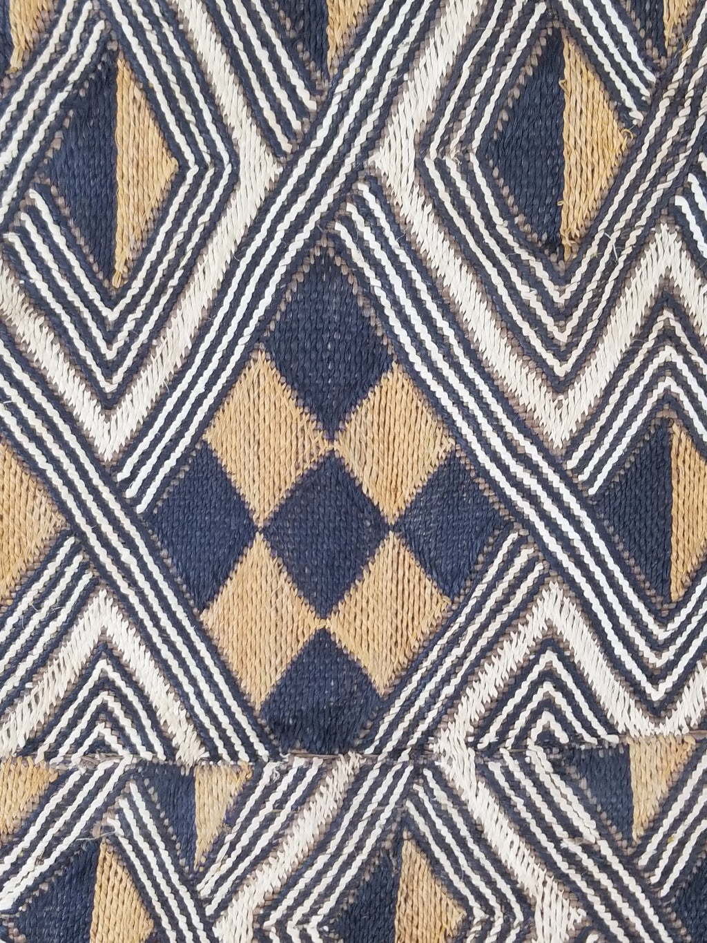 Vintage African Handwoven Kuba Cloth Raffia Textile Panel 145x65cm