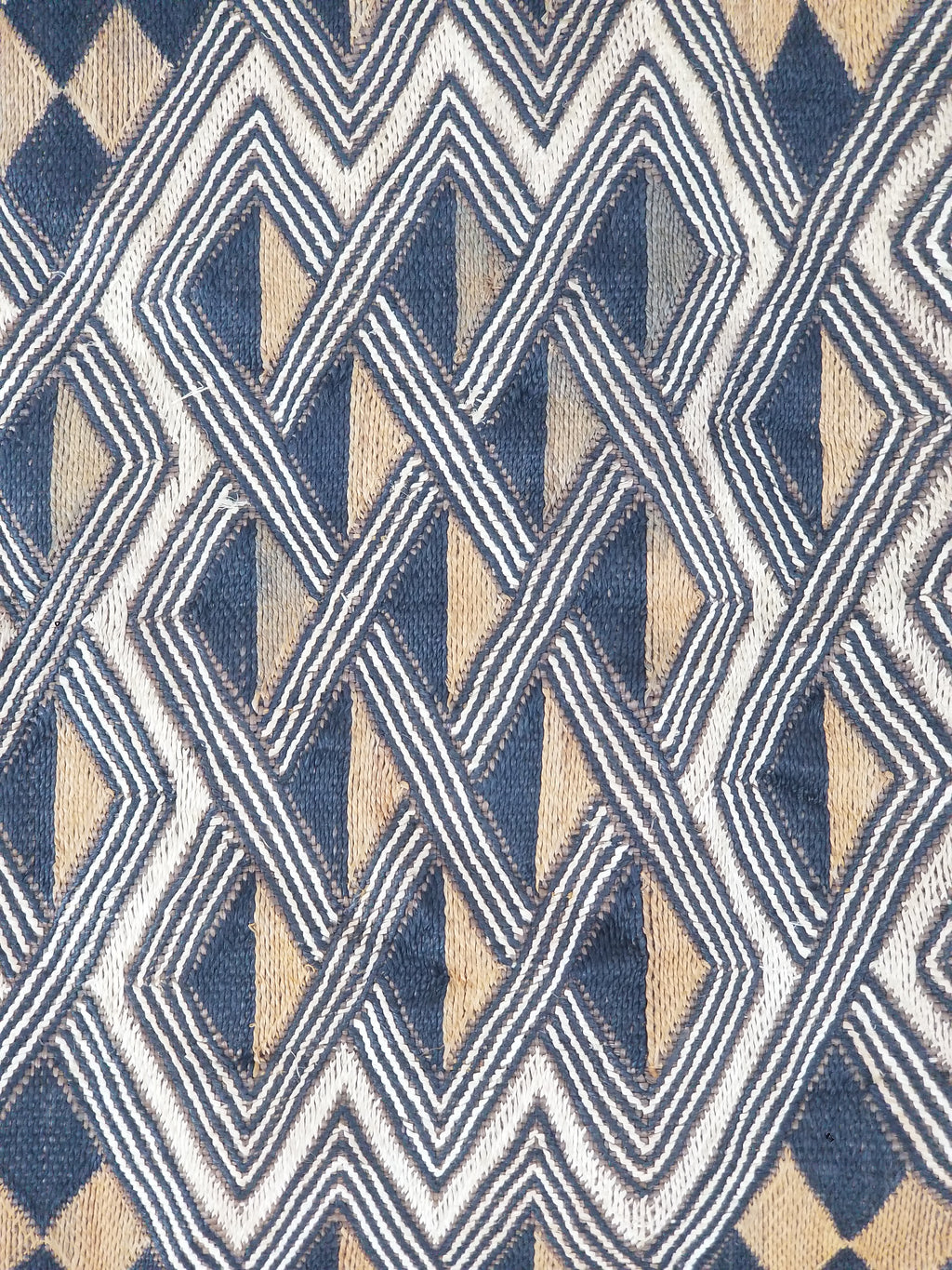 Vintage African Handwoven Kuba Cloth Raffia Textile Panel 145x65cm