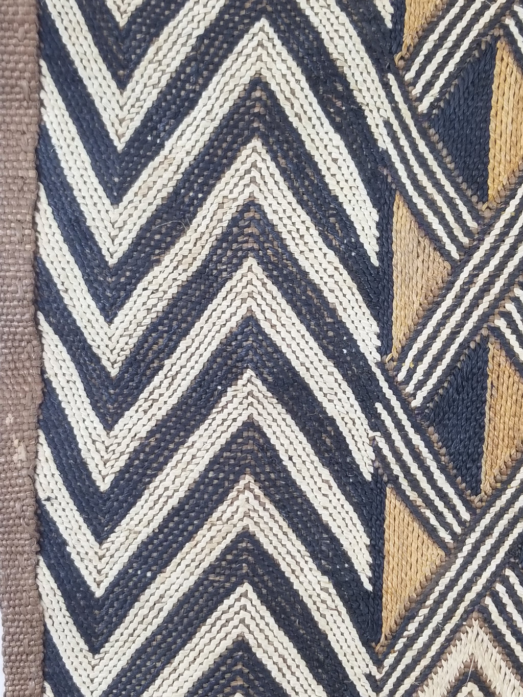 Vintage African Handwoven Kuba Cloth Raffia Textile Panel 145x65cm