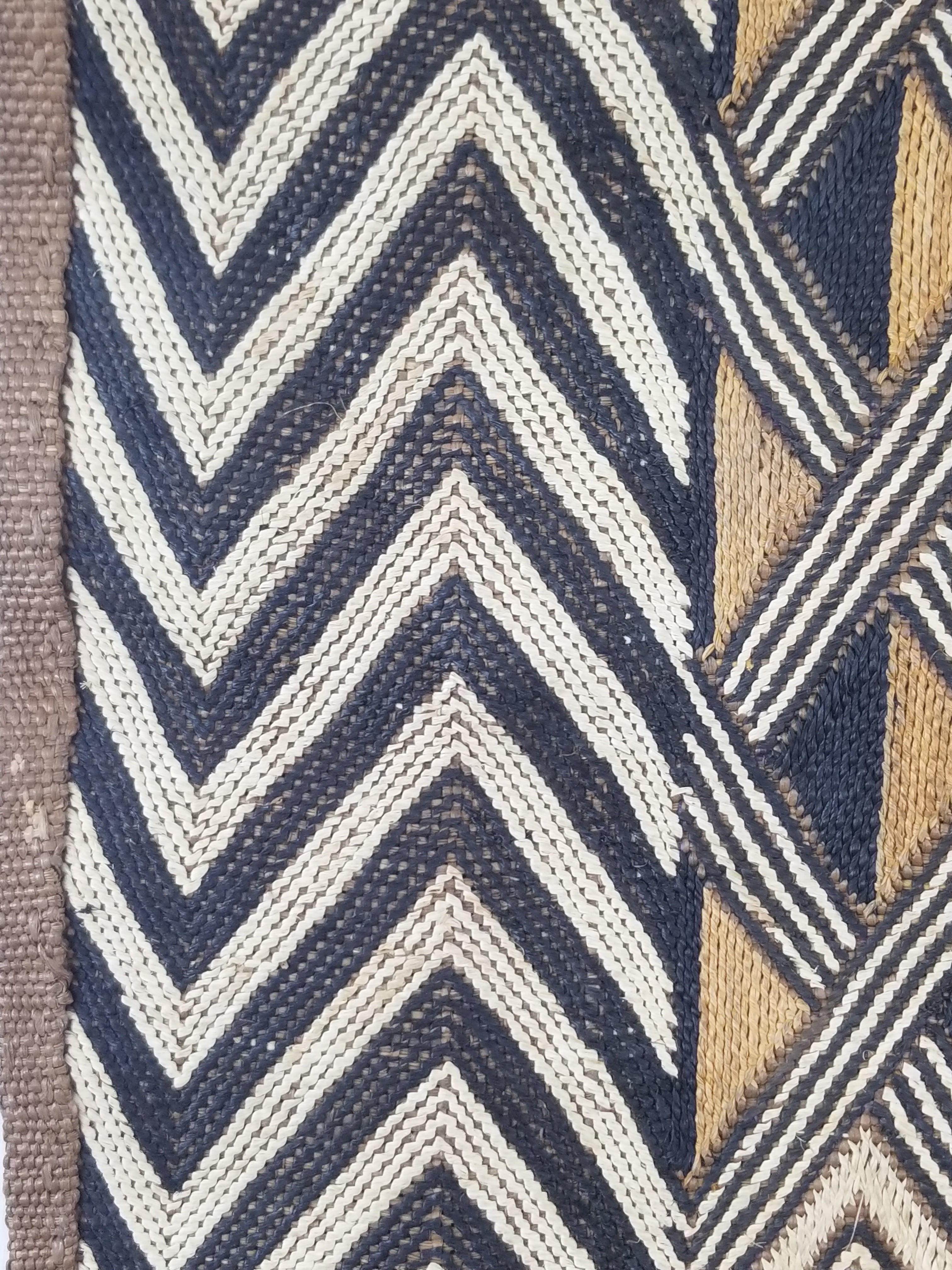 Vintage African Handwoven Kuba Cloth Raffia Textile Panel 145x65cm