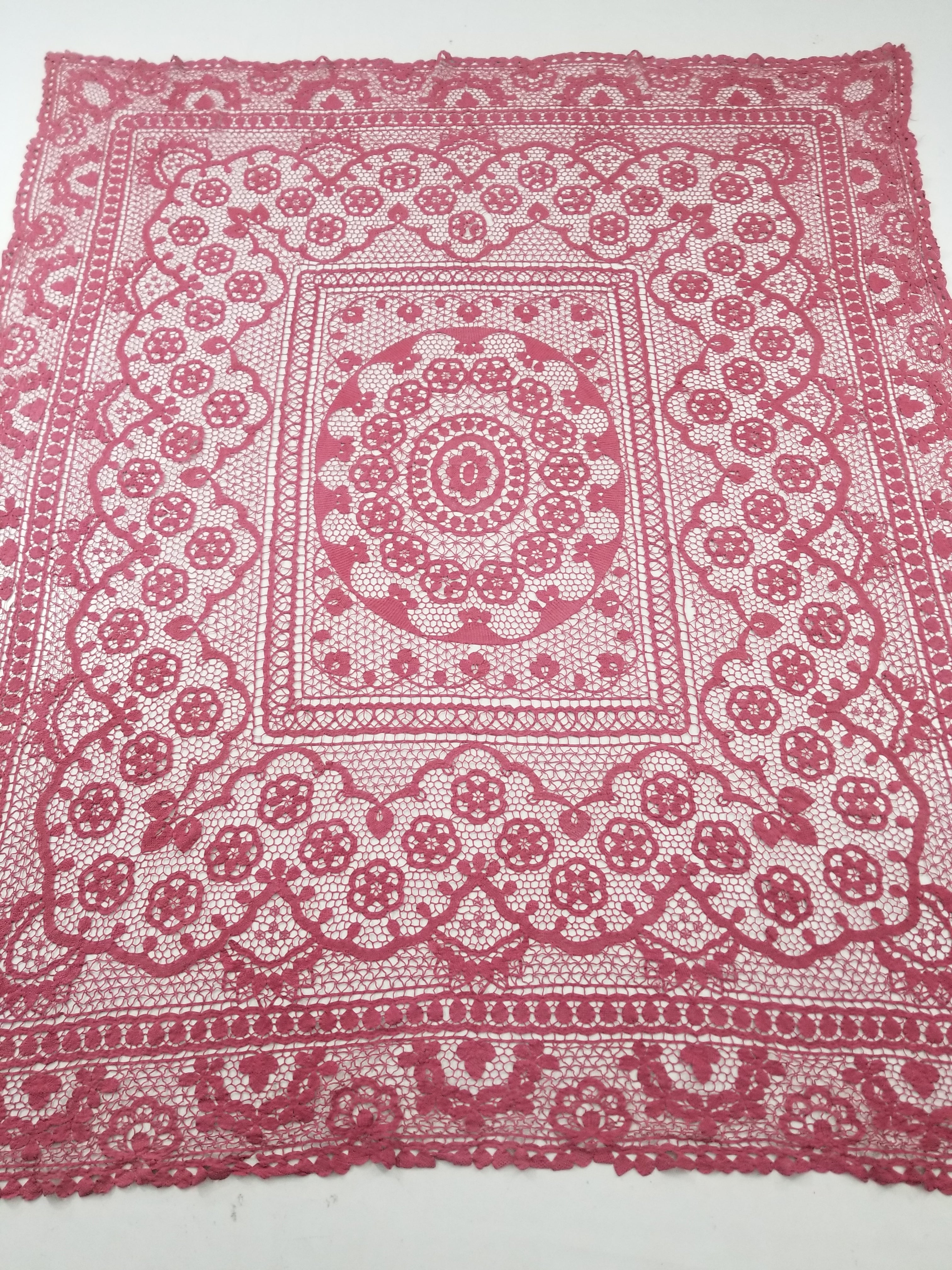 Vintage Italian Point De Venice Needle Lace Tablecloth 235x205cm