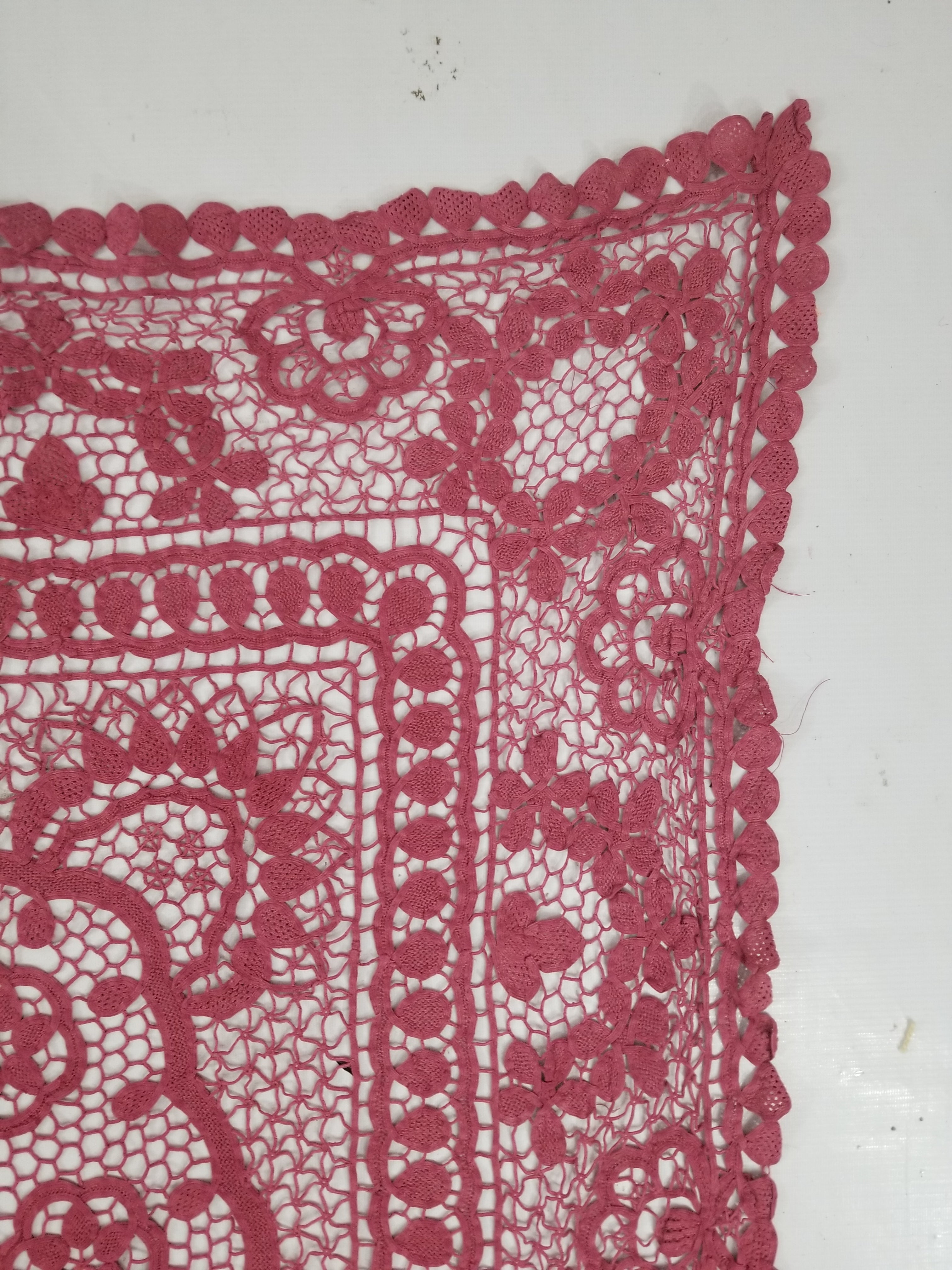 Vintage Italian Point De Venice Needle Lace Tablecloth 235x205cm