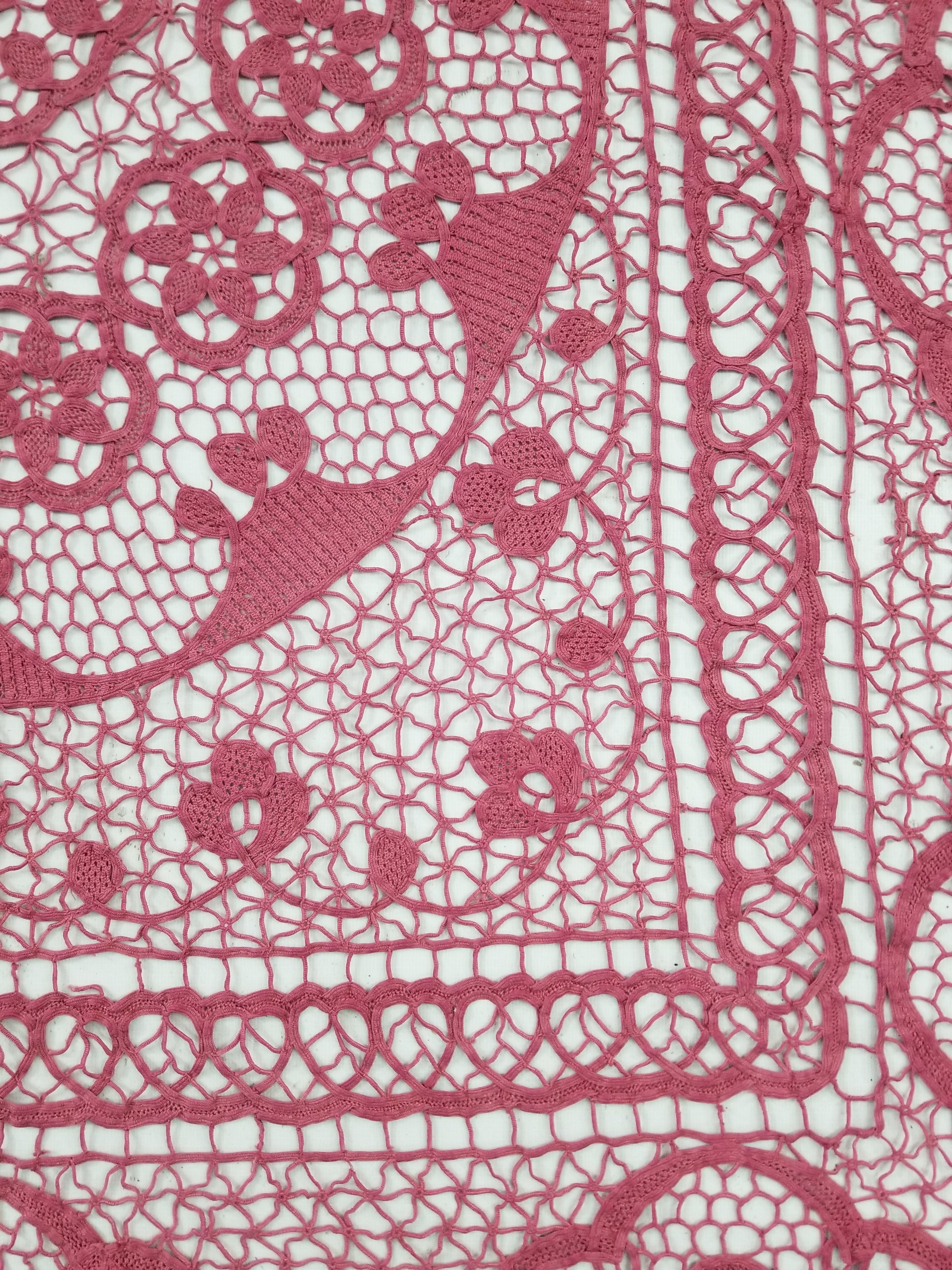 Vintage Italian Point De Venice Needle Lace Tablecloth 235x205cm