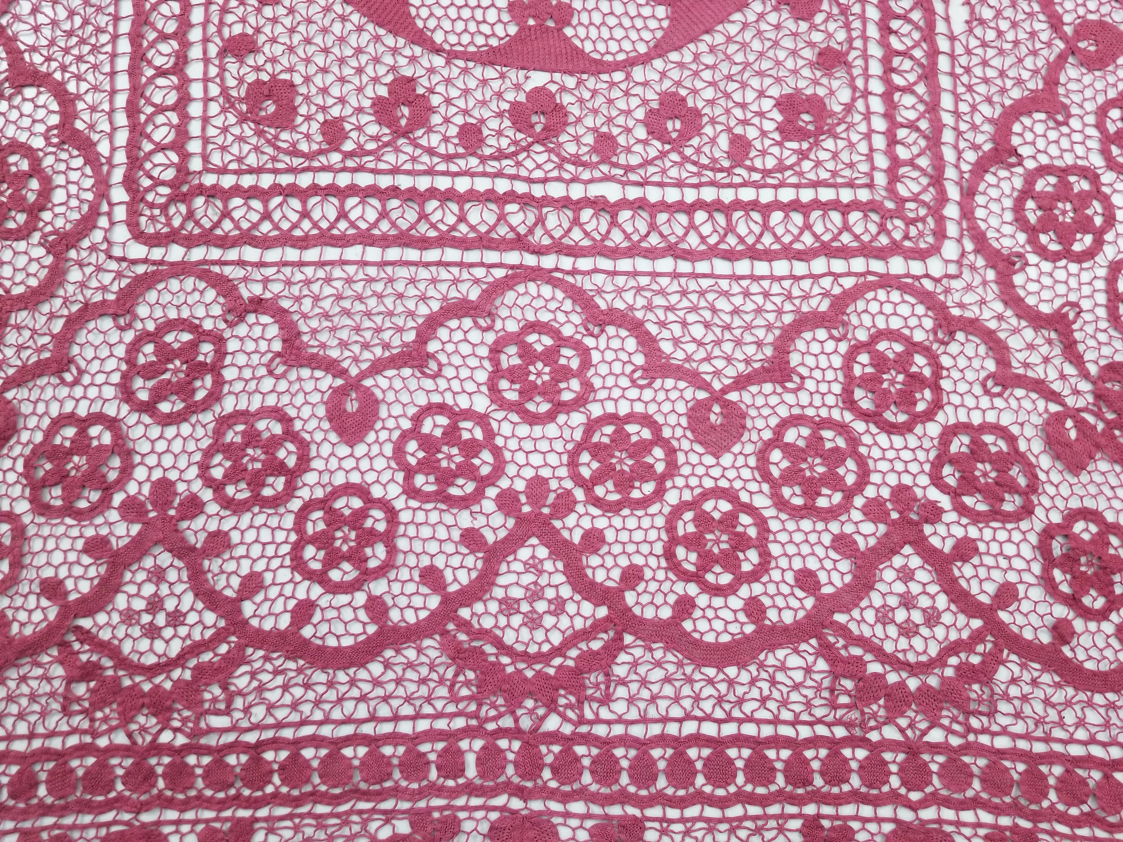Vintage Italian Point De Venice Needle Lace Tablecloth 235x205cm