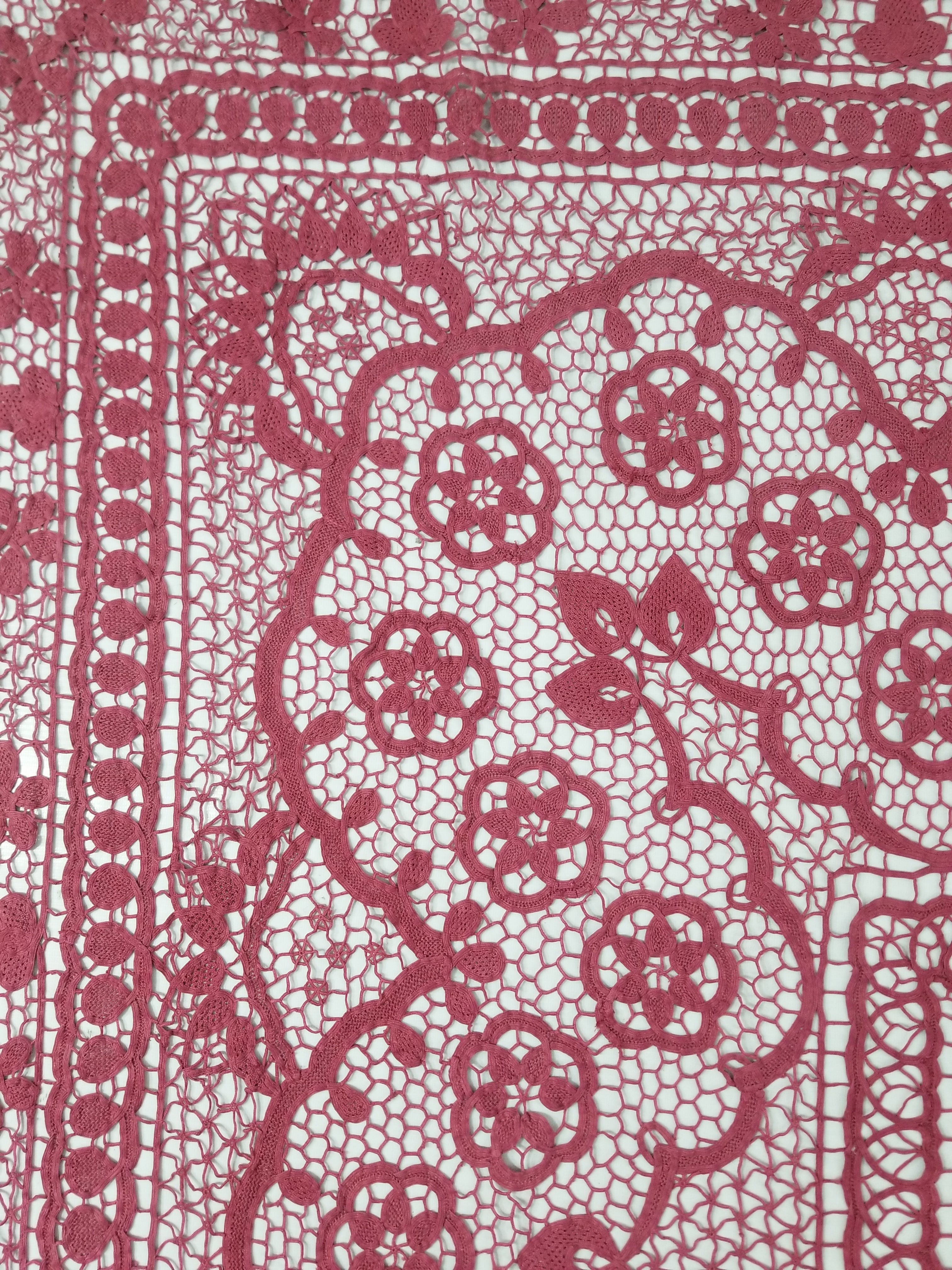 Vintage Italian Point De Venice Needle Lace Tablecloth 235x205cm