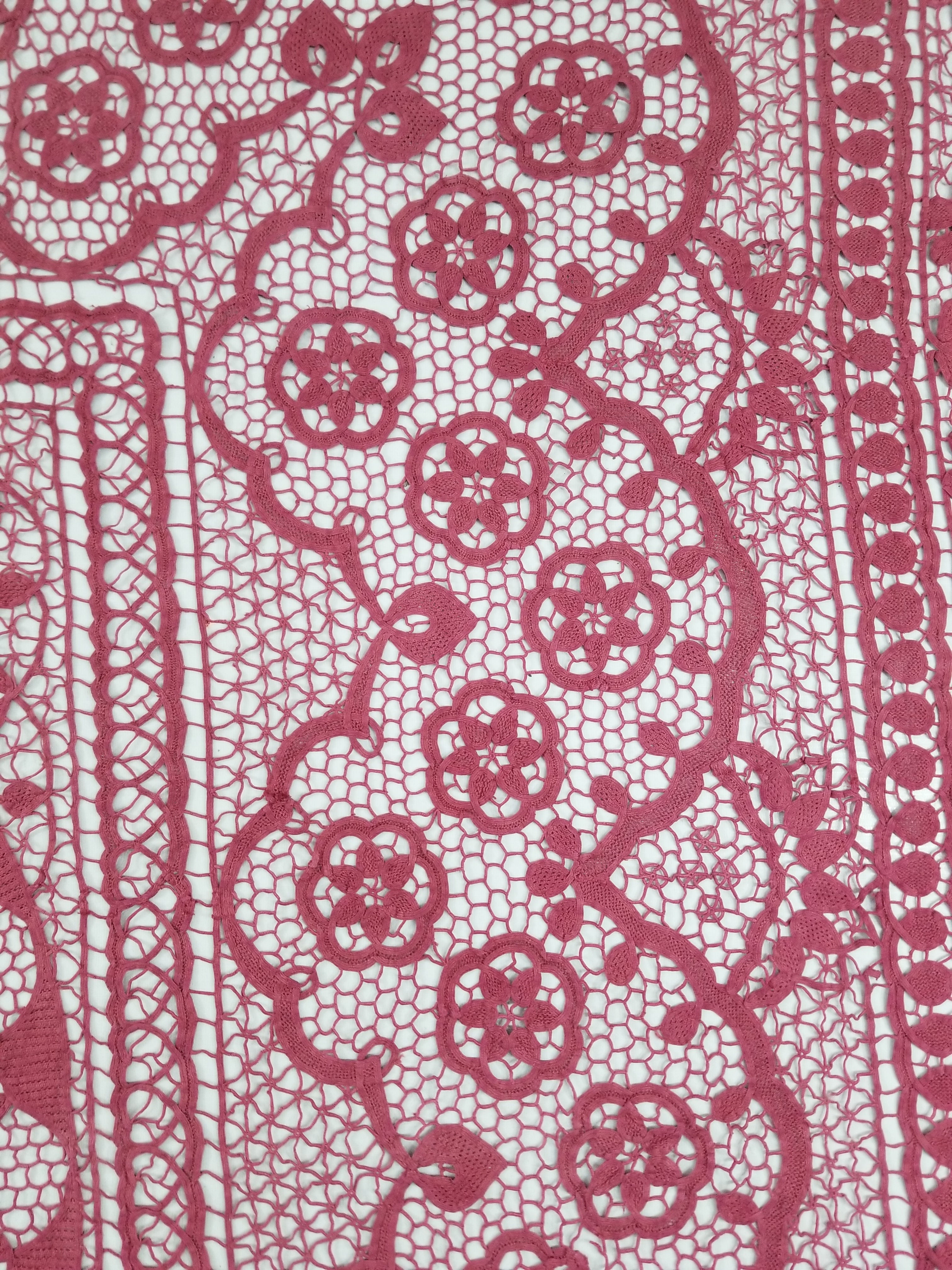 Vintage Italian Point De Venice Needle Lace Tablecloth 235x205cm