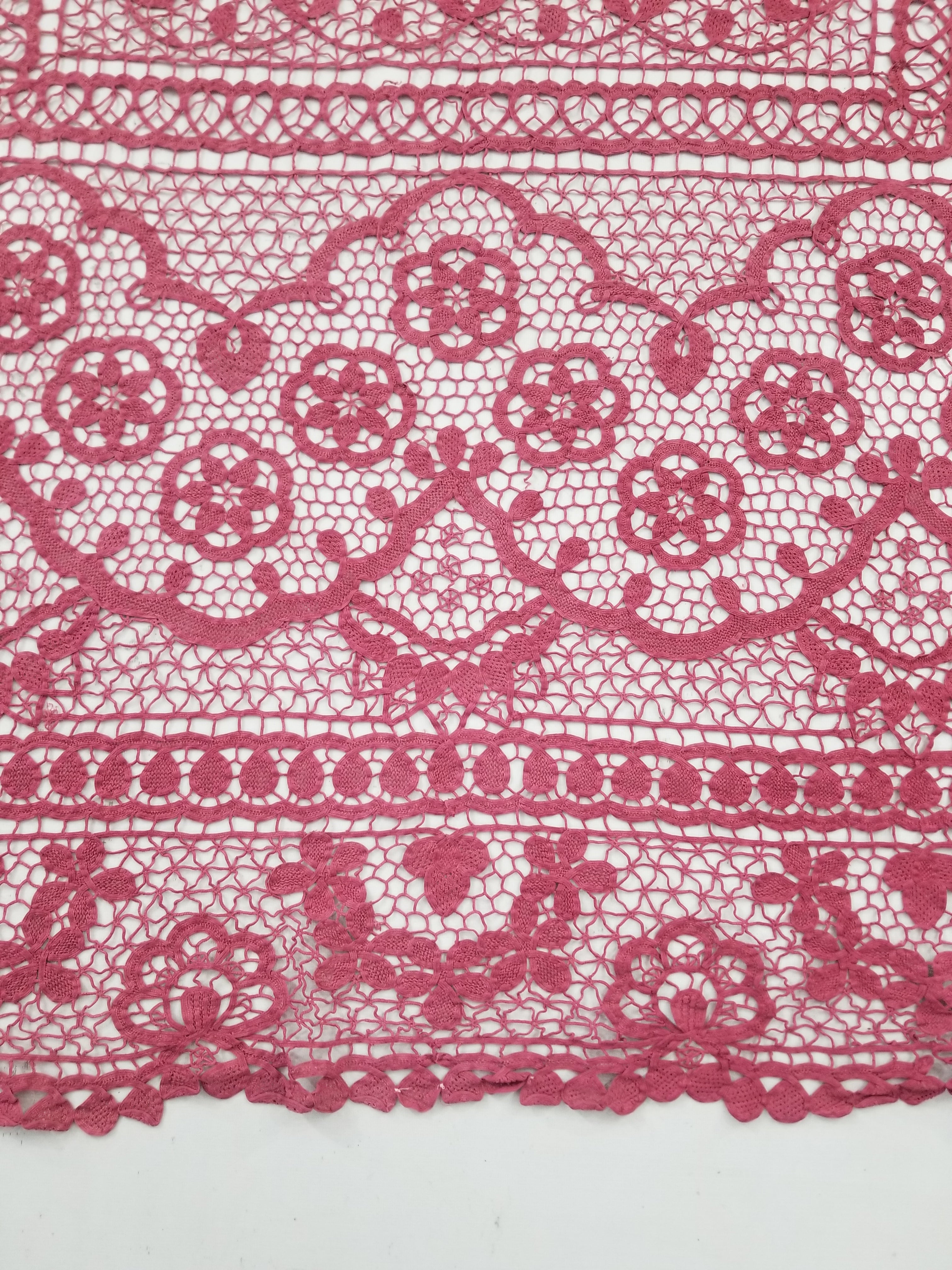Vintage Italian Point De Venice Needle Lace Tablecloth 235x205cm