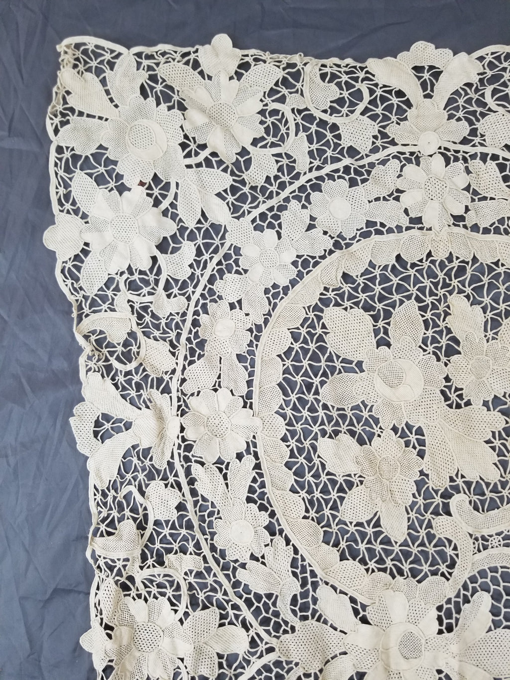 Vintage Italian Point De Venice Needle Lace Banquet Tablecloth 245x160cm