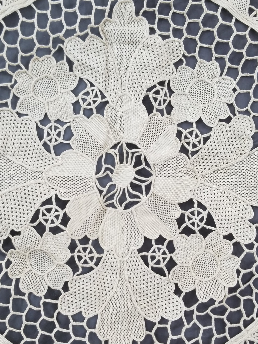 Vintage Italian Point De Venice Needle Lace Banquet Tablecloth 245x160cm