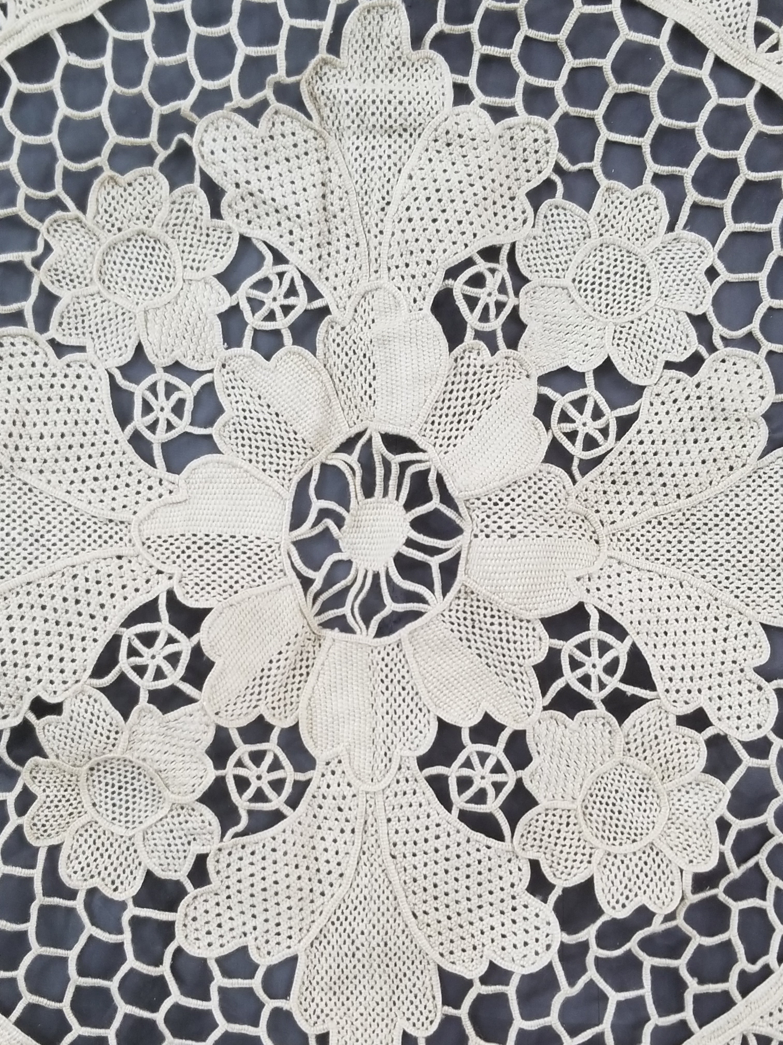 Vintage Italian Point De Venice Needle Lace Banquet Tablecloth 245x160cm