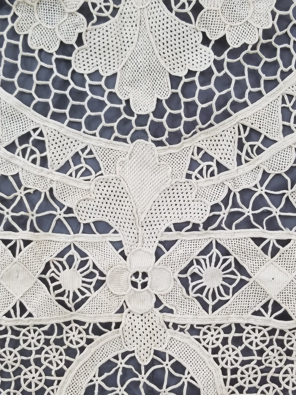Vintage Italian Point De Venice Needle Lace Banquet Tablecloth 245x160cm