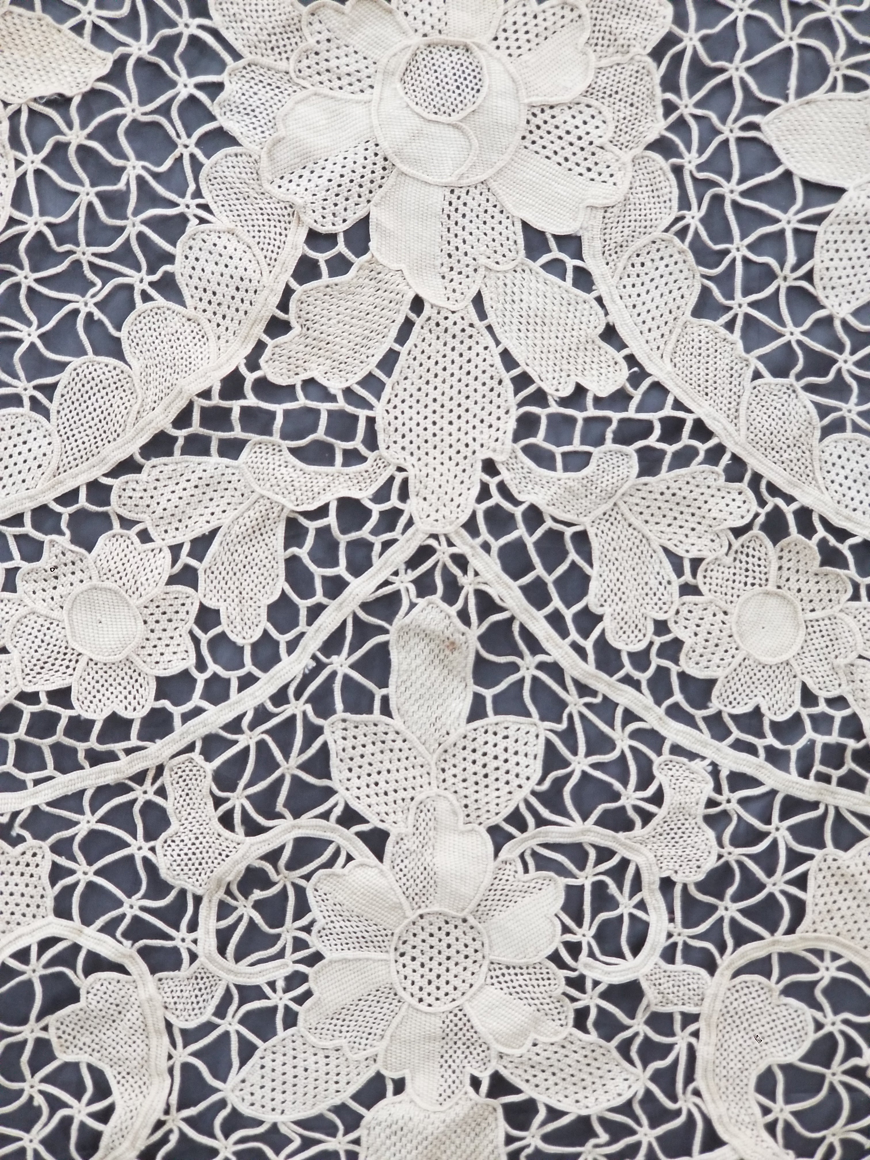 Vintage Italian Point De Venice Needle Lace Banquet Tablecloth 245x160cm