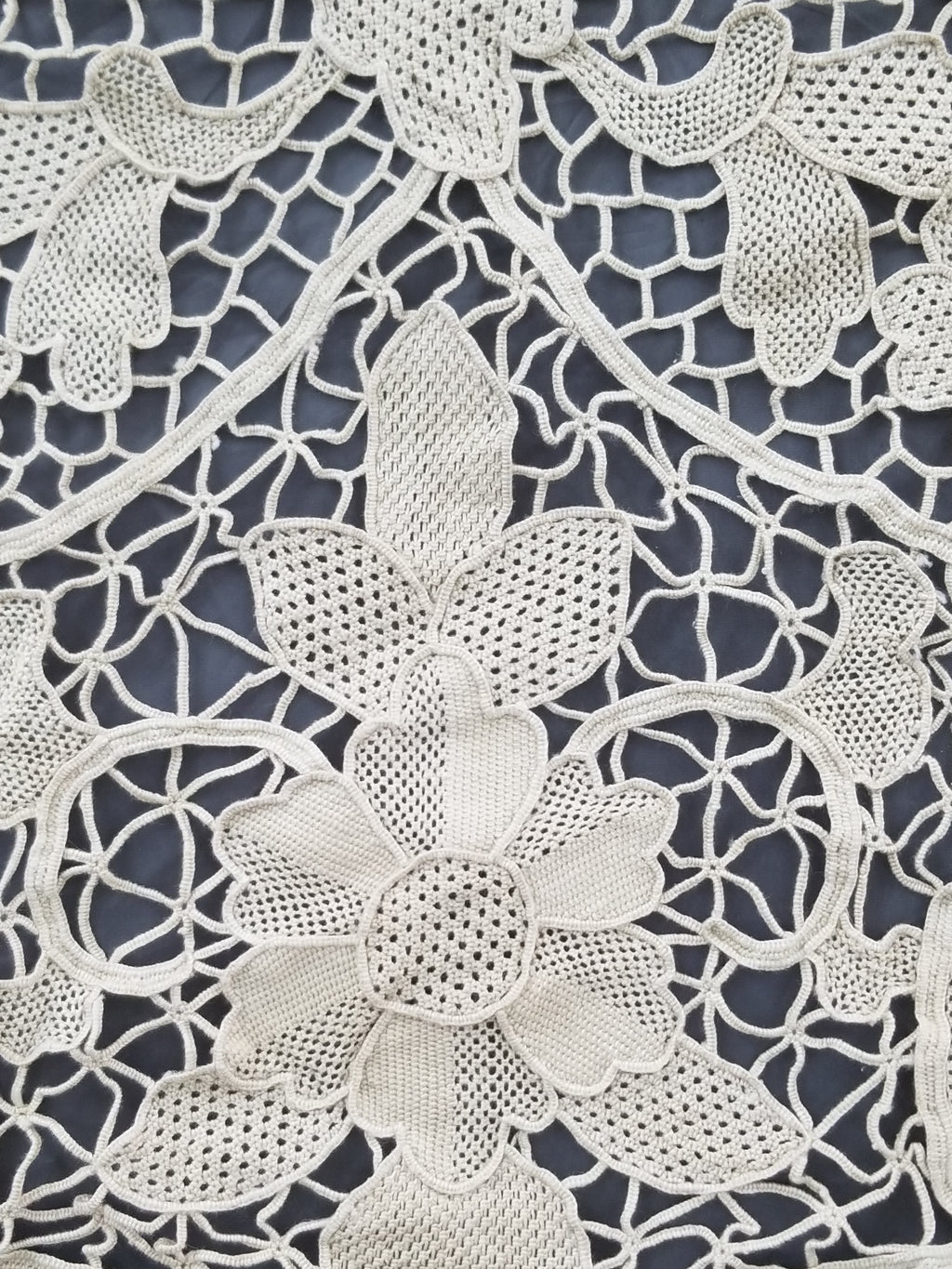 Vintage Italian Point De Venice Needle Lace Banquet Tablecloth 245x160cm