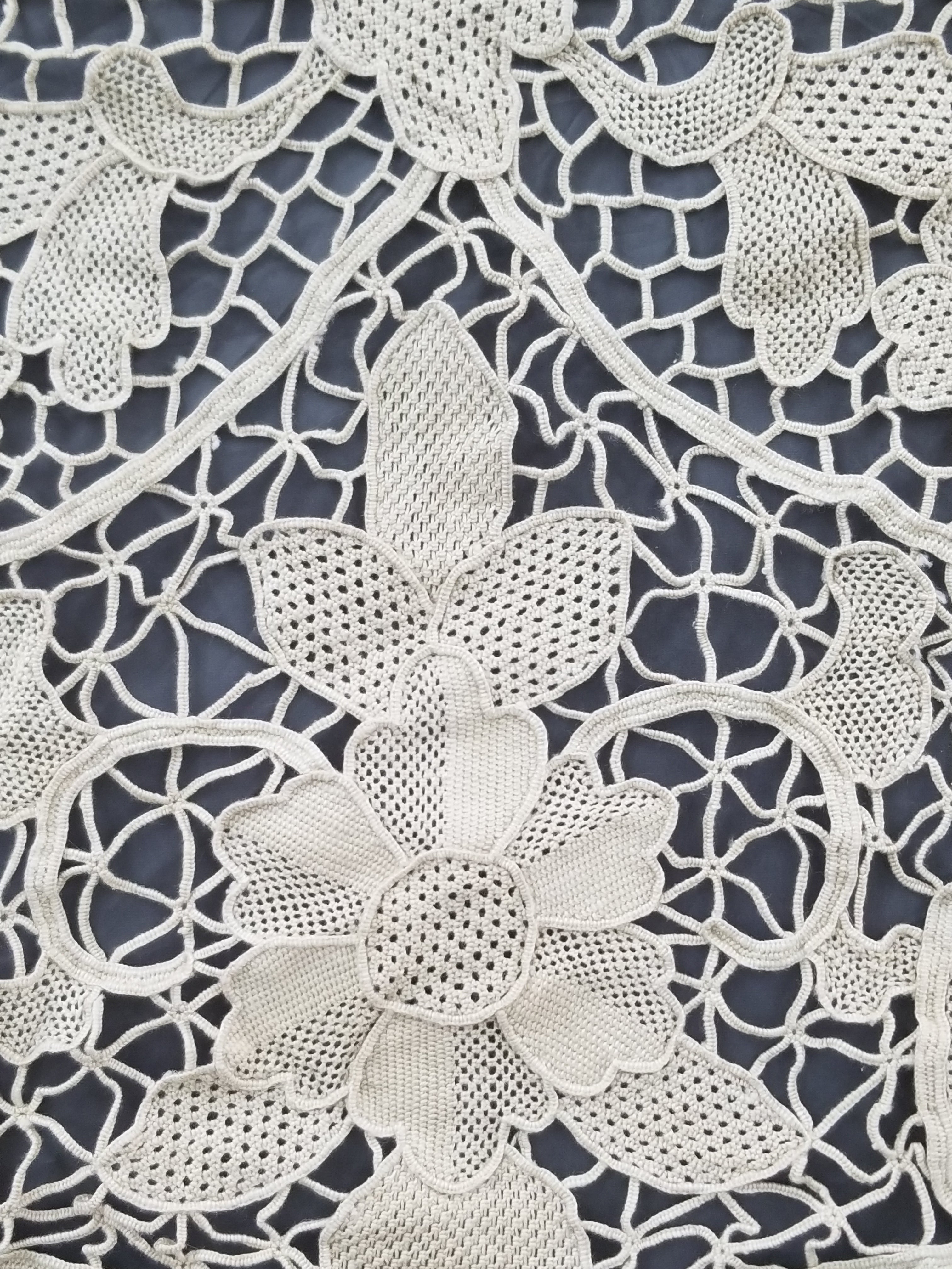 Vintage Italian Point De Venice Needle Lace Banquet Tablecloth 245x160cm