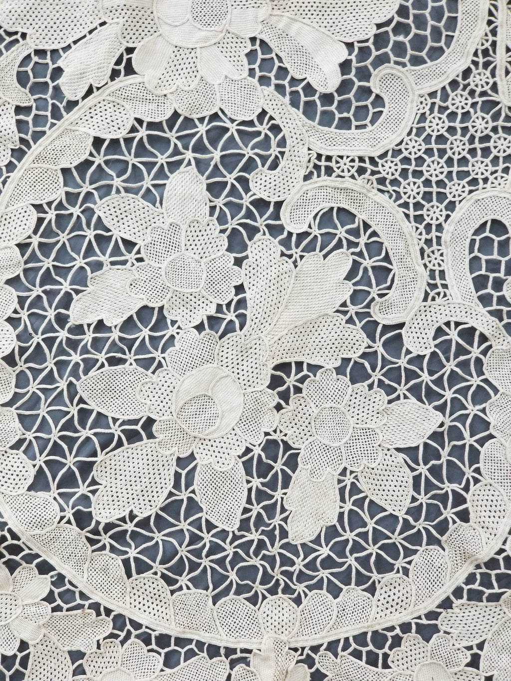 Vintage Italian Point De Venice Needle Lace Banquet Tablecloth 245x160cm